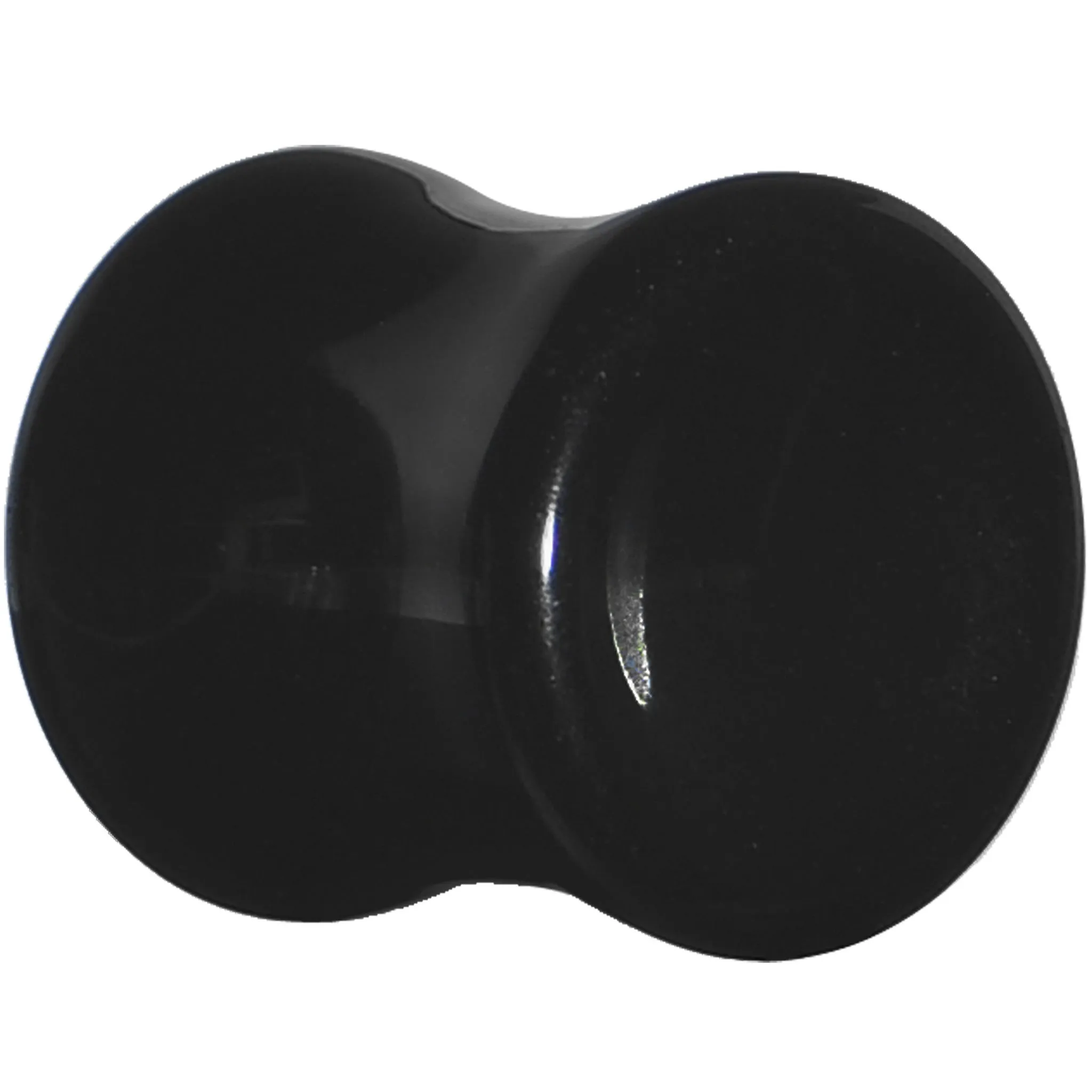 00 Gauge Natural Black Obsidian Saddle Plug Set