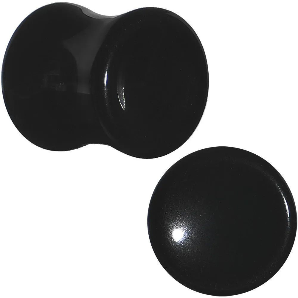 00 Gauge Natural Black Obsidian Saddle Plug Set