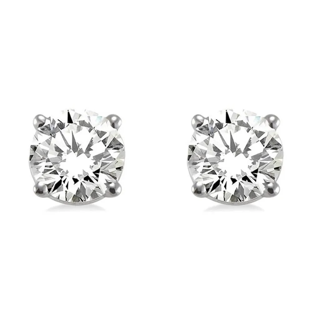 1.00 CT Natural Diamond Studs in 14K White Gold