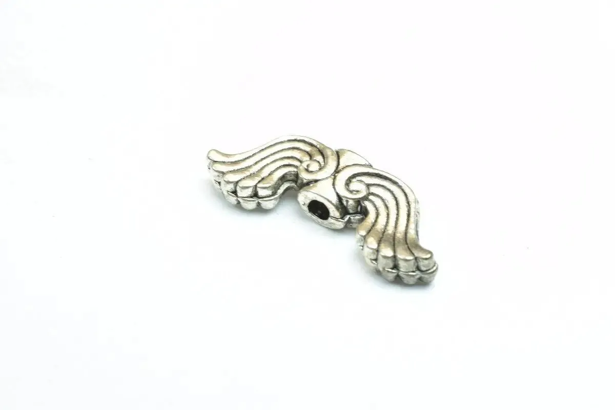 10PCs Angel Fairy Wing Spacer Alloy Charm Antique Silver Connector Size 7.5x20mm Thickness 3.5mm Hole 1.5mm Decorative Design Jewelry Making