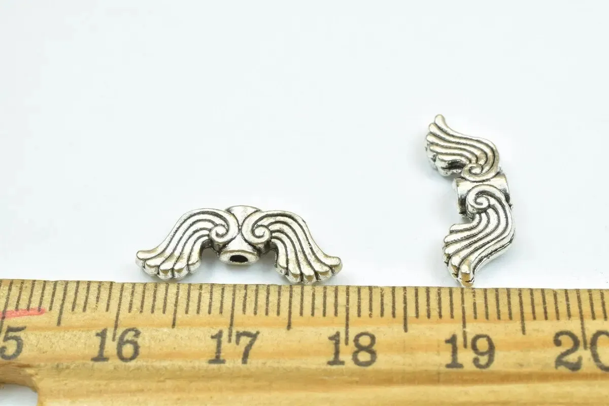 10PCs Angel Fairy Wing Spacer Alloy Charm Antique Silver Connector Size 7.5x20mm Thickness 3.5mm Hole 1.5mm Decorative Design Jewelry Making