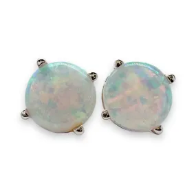 14K W Gold 1.15cttw 6mm Round Opal Earrings