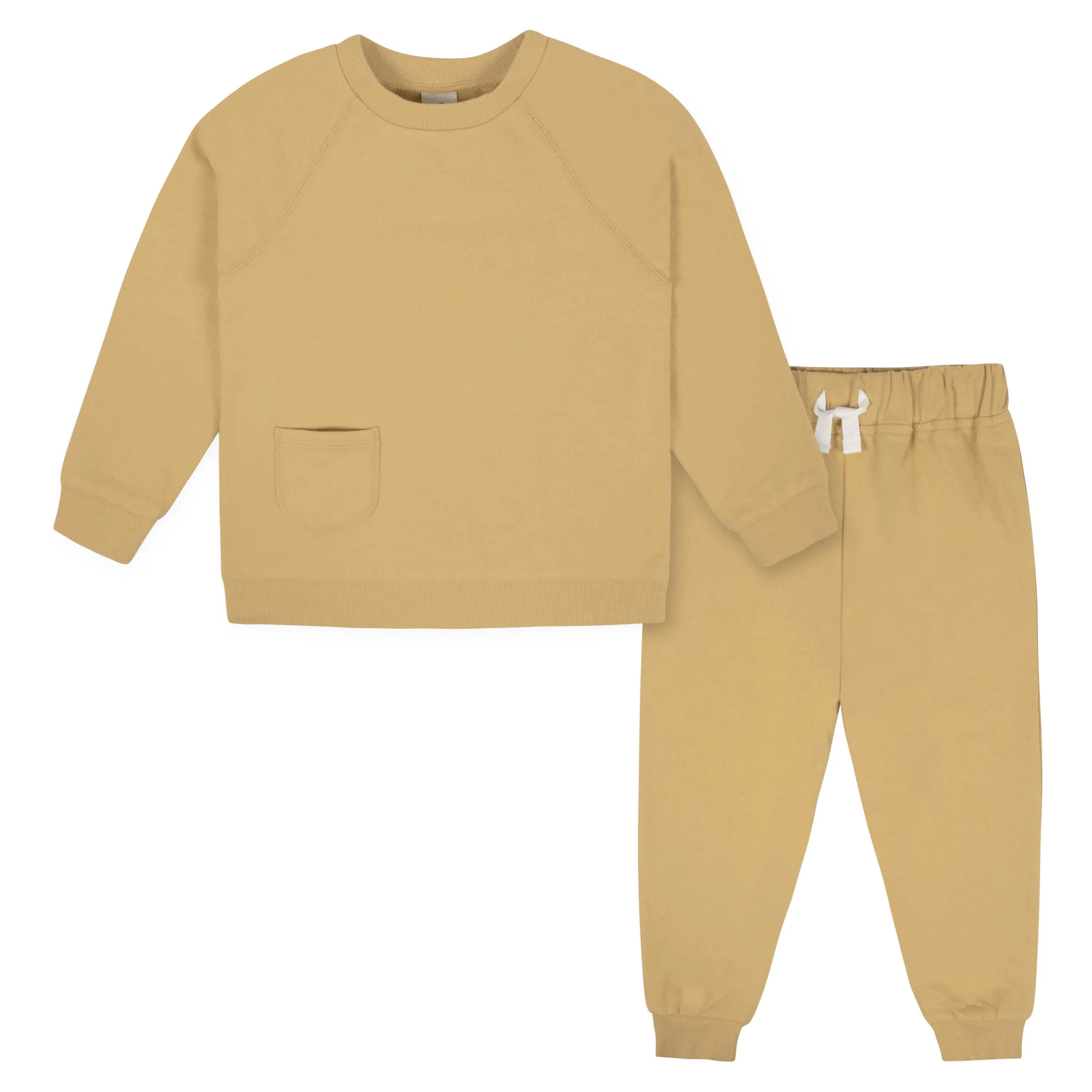 2-Piece Infant & Toddler Boys Mustard French Terry Pullover & Jogger Set