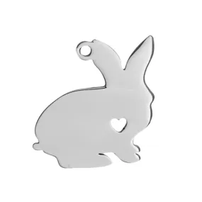 2 Stainless Steel BUNNY RABBIT Charm Pendants, Design Metal Stamping Blanks 25x23mm, 15 gauge, chs2719