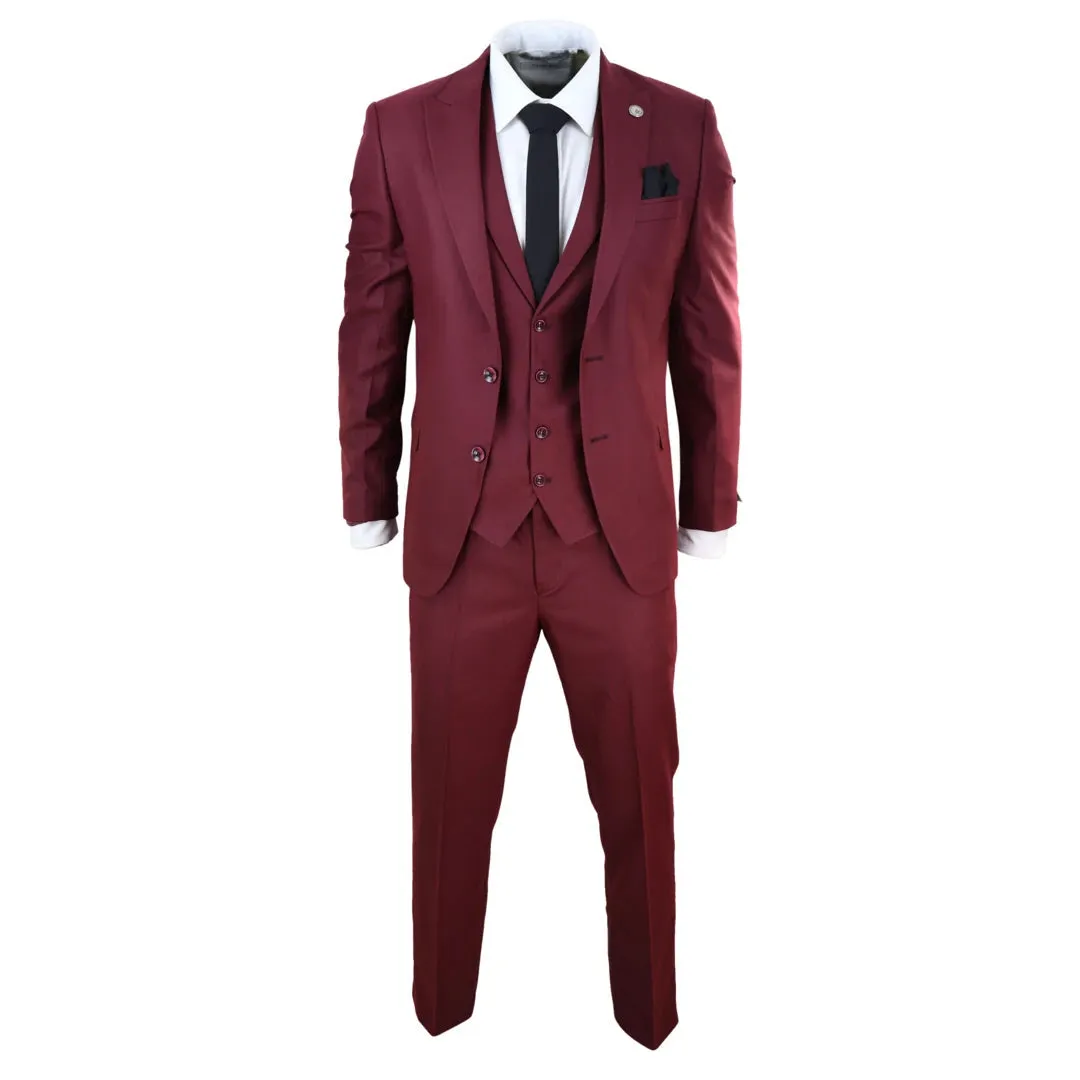 469 - Men's 3 Piece Suit Maroon Formal 1920s Classic Gatsby