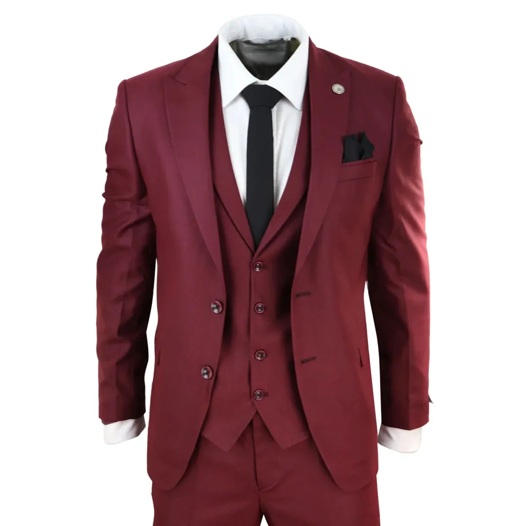 469 - Men's 3 Piece Suit Maroon Formal 1920s Classic Gatsby