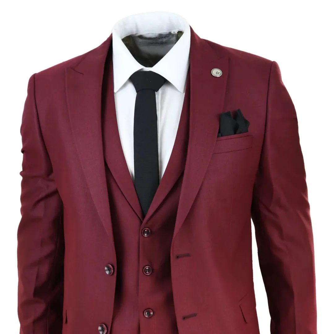 469 - Men's 3 Piece Suit Maroon Formal 1920s Classic Gatsby