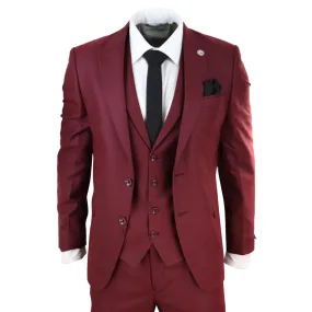 469 - Men's 3 Piece Suit Maroon Formal 1920s Classic Gatsby