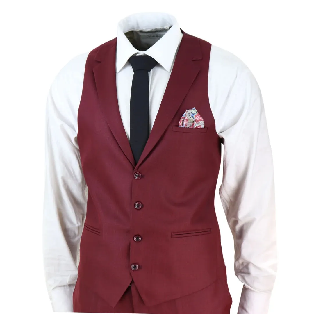 469 - Men's 3 Piece Suit Maroon Formal 1920s Classic Gatsby