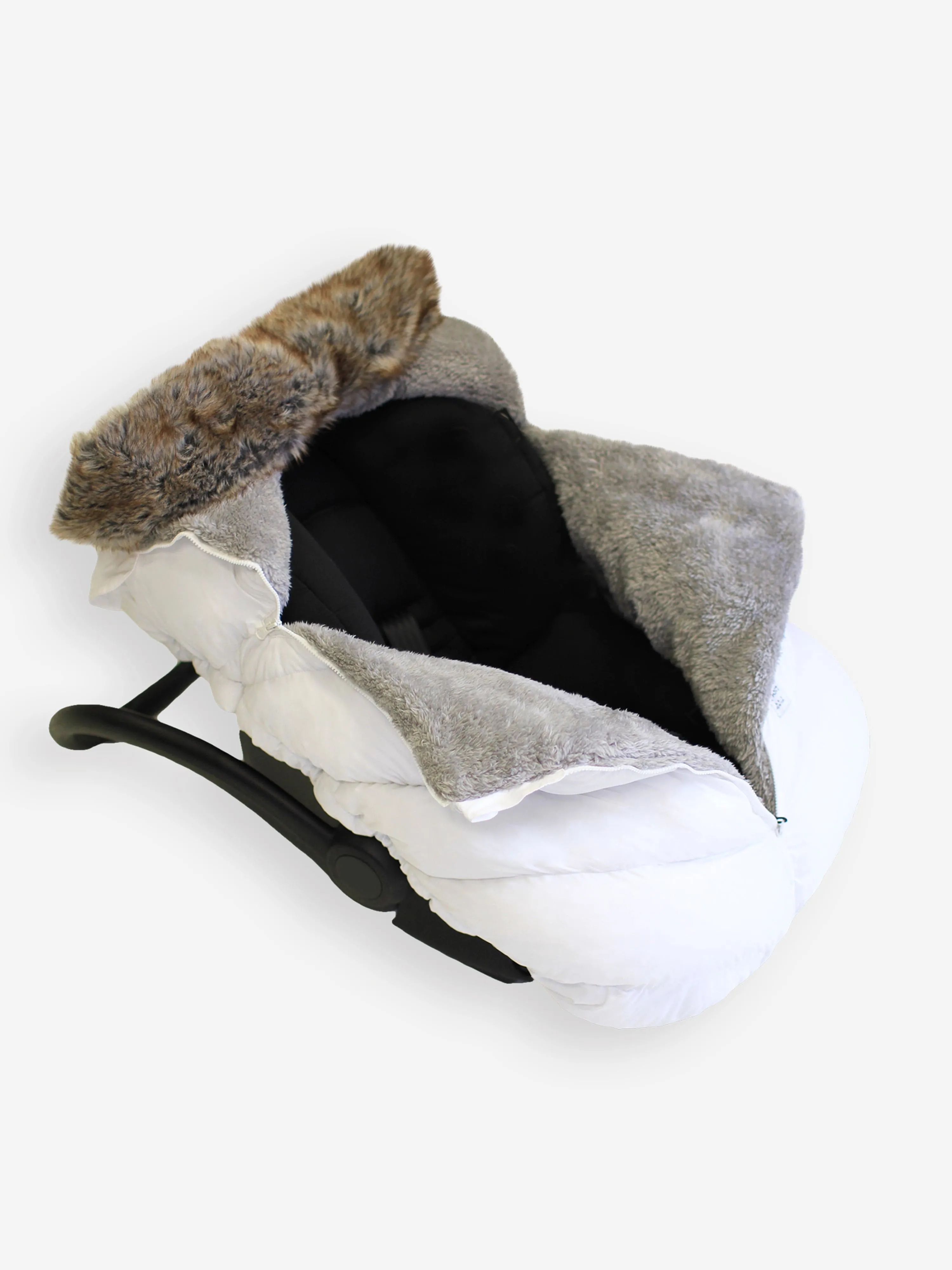 7AM Enfant Baby Car Seat Cocoon Faux Fur-Tundra in White