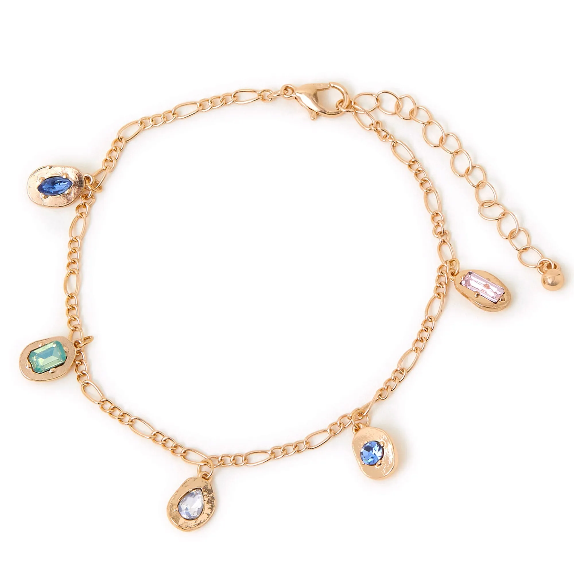 Accessorize London  Women's Molten Encrusted Gem Anklet