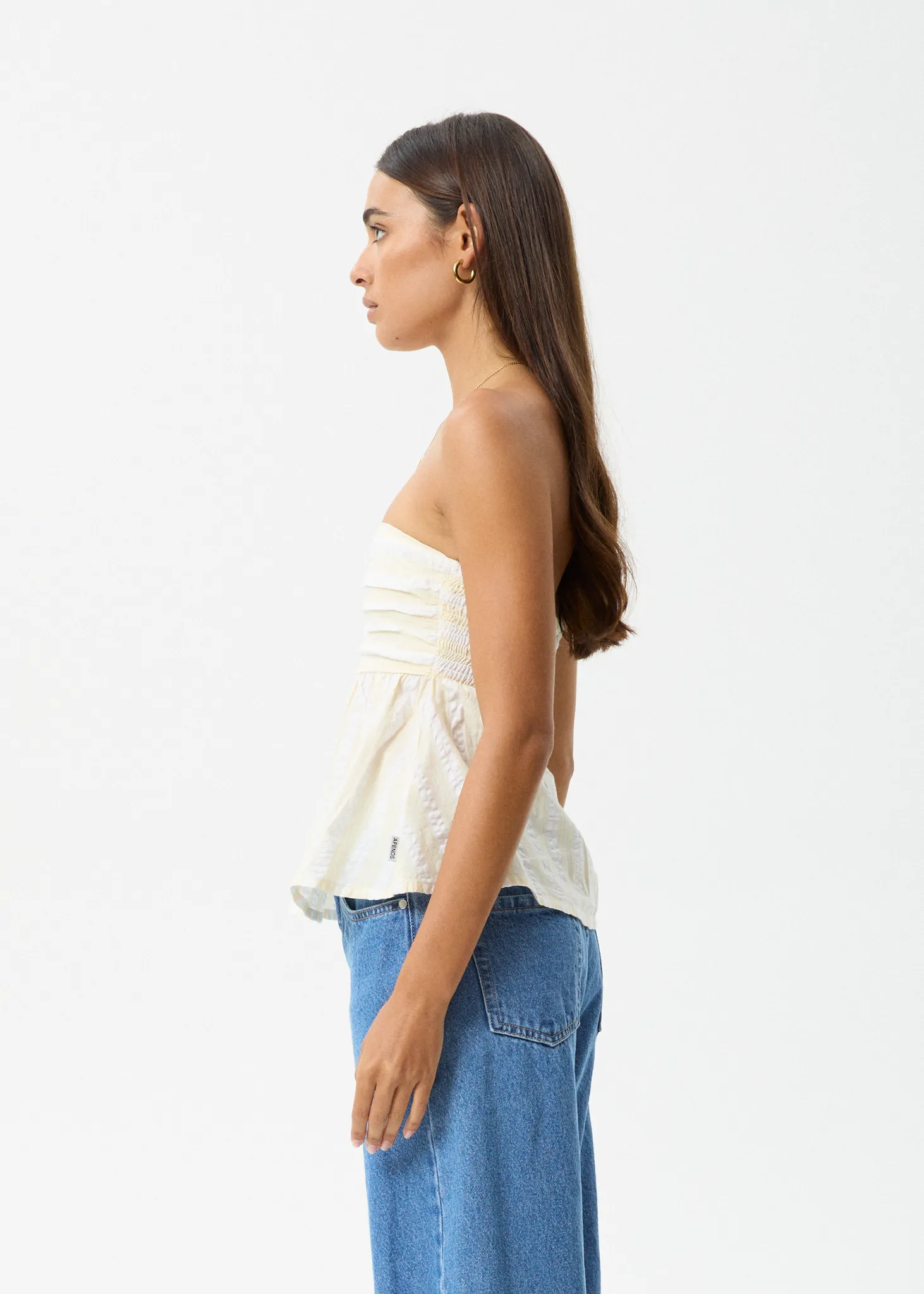 AFENDS Womens Splice - Strapless Top - White / Lemongrass