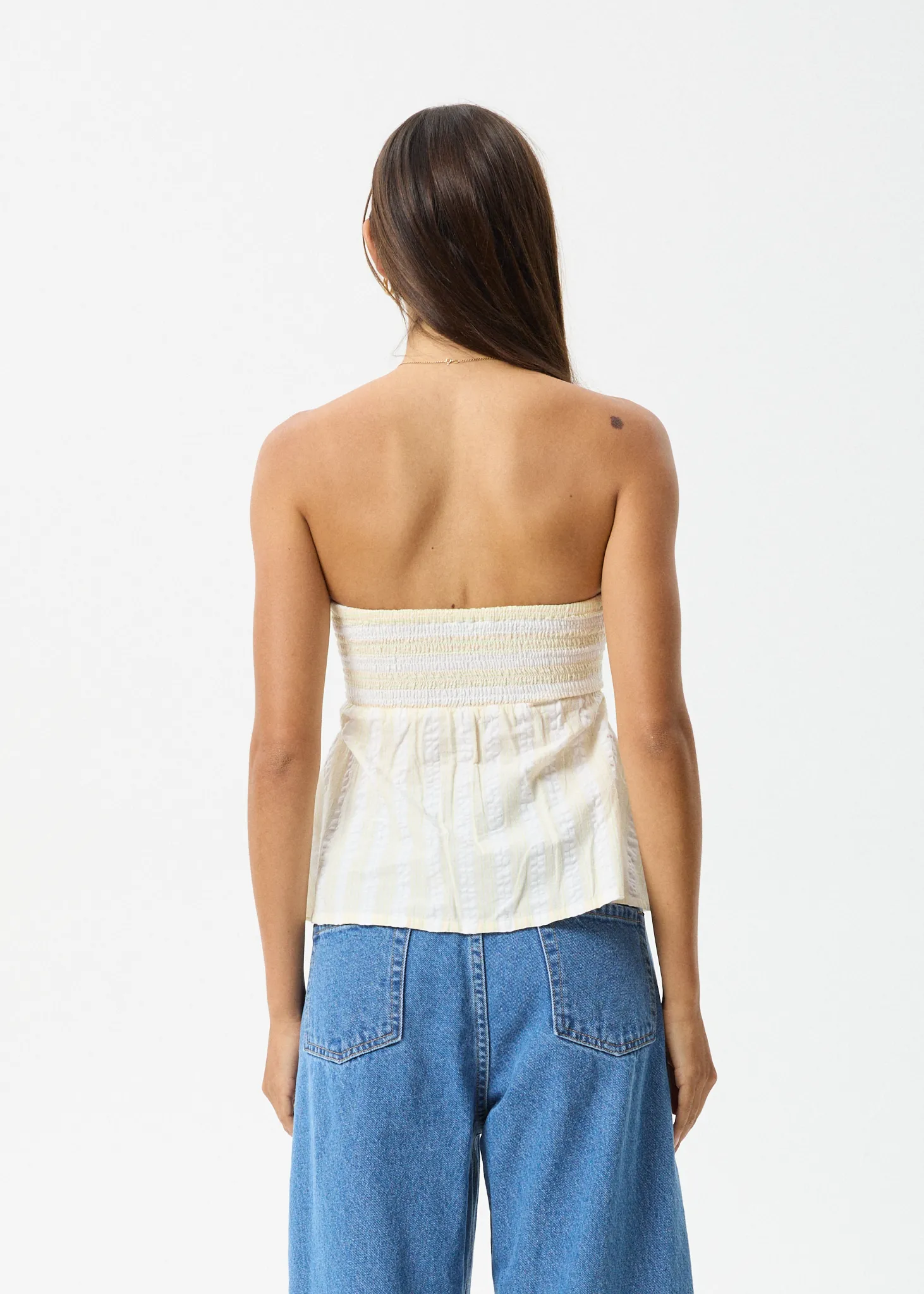 AFENDS Womens Splice - Strapless Top - White / Lemongrass