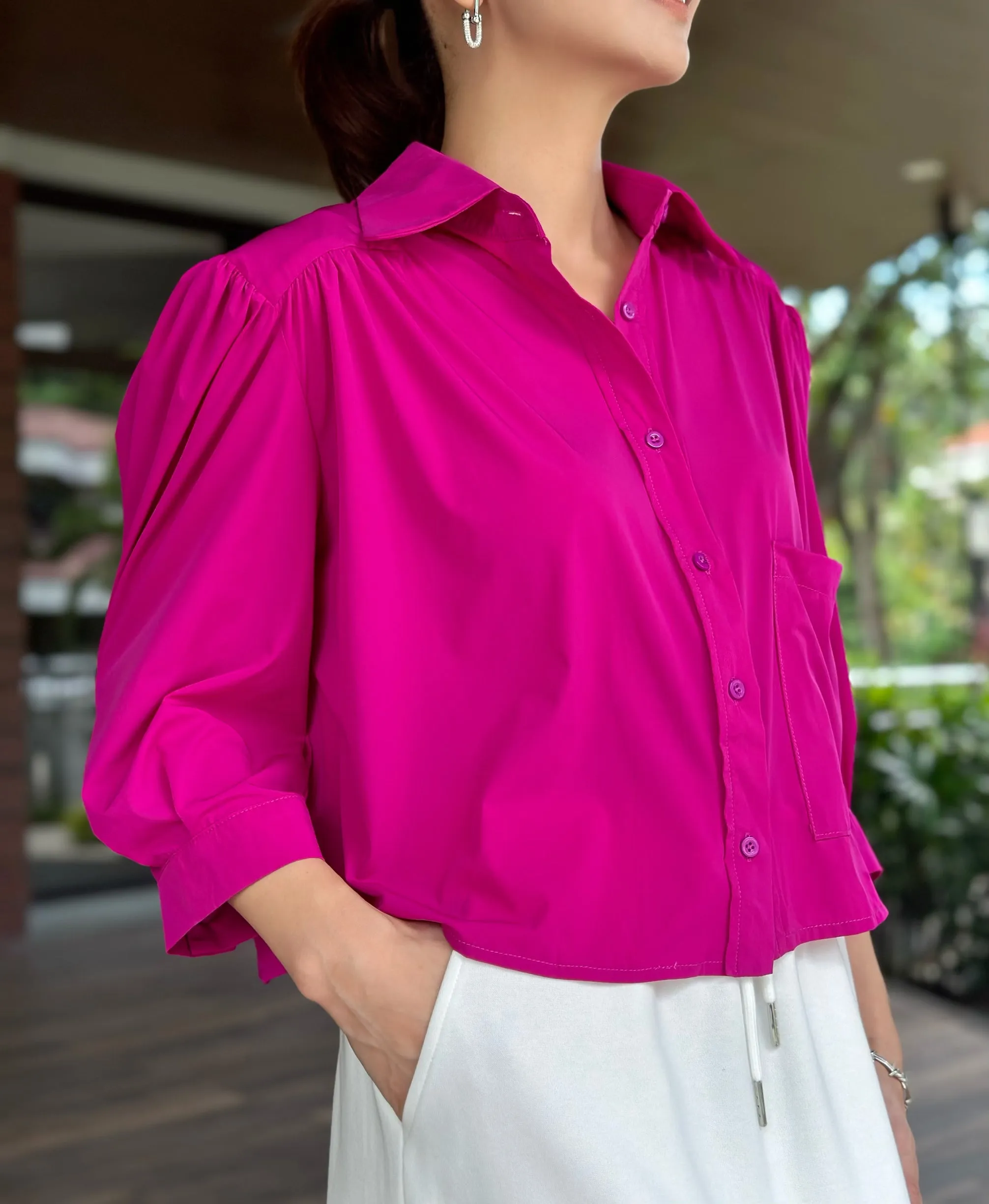 Alina Short Sleeved Top in Fuschia