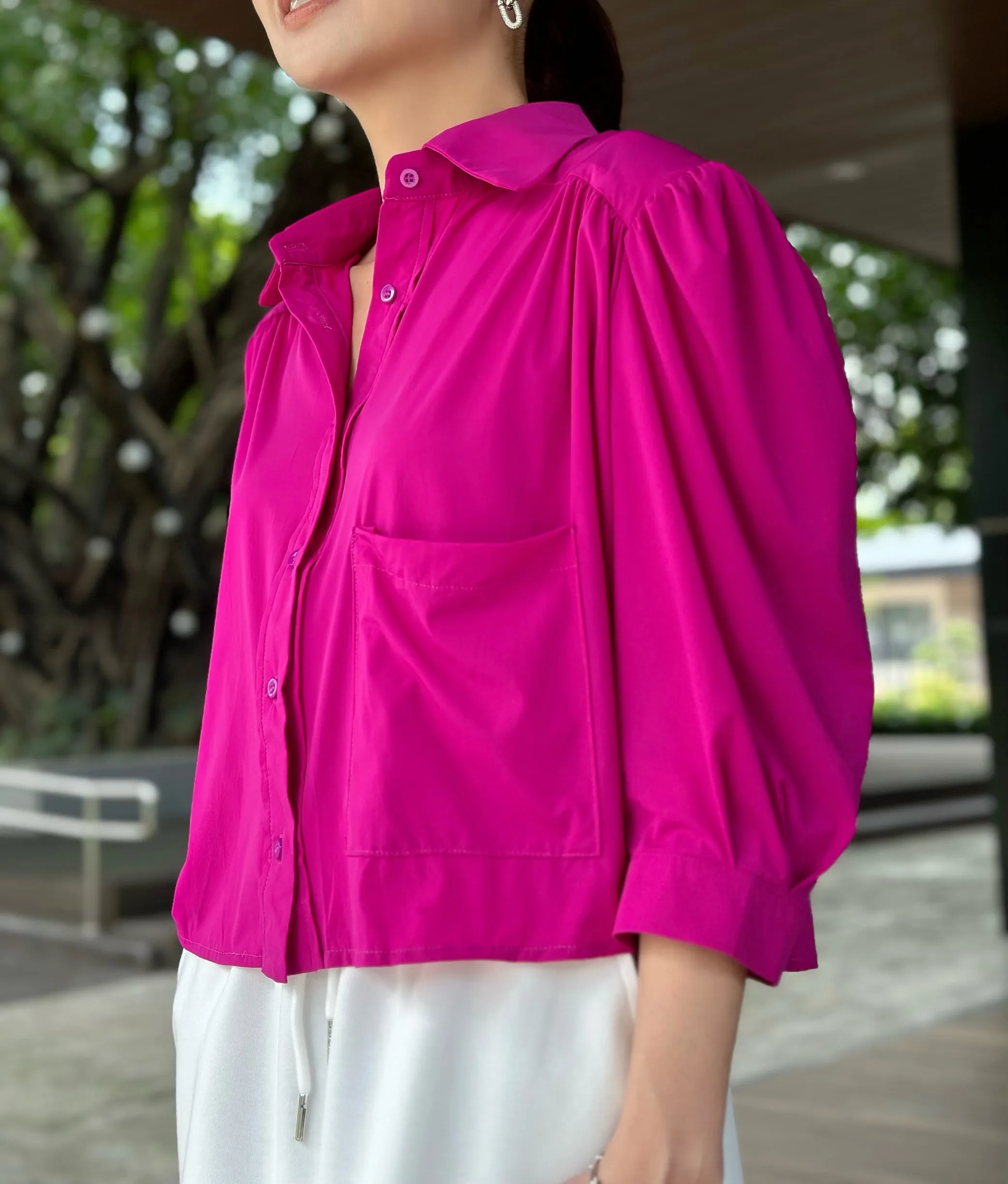 Alina Short Sleeved Top in Fuschia