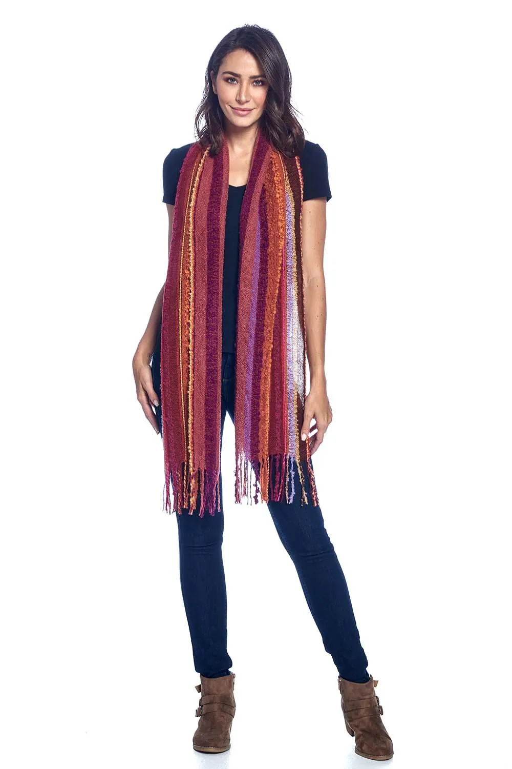 Alpaca Fringe Scarf - Boucle - Autumn