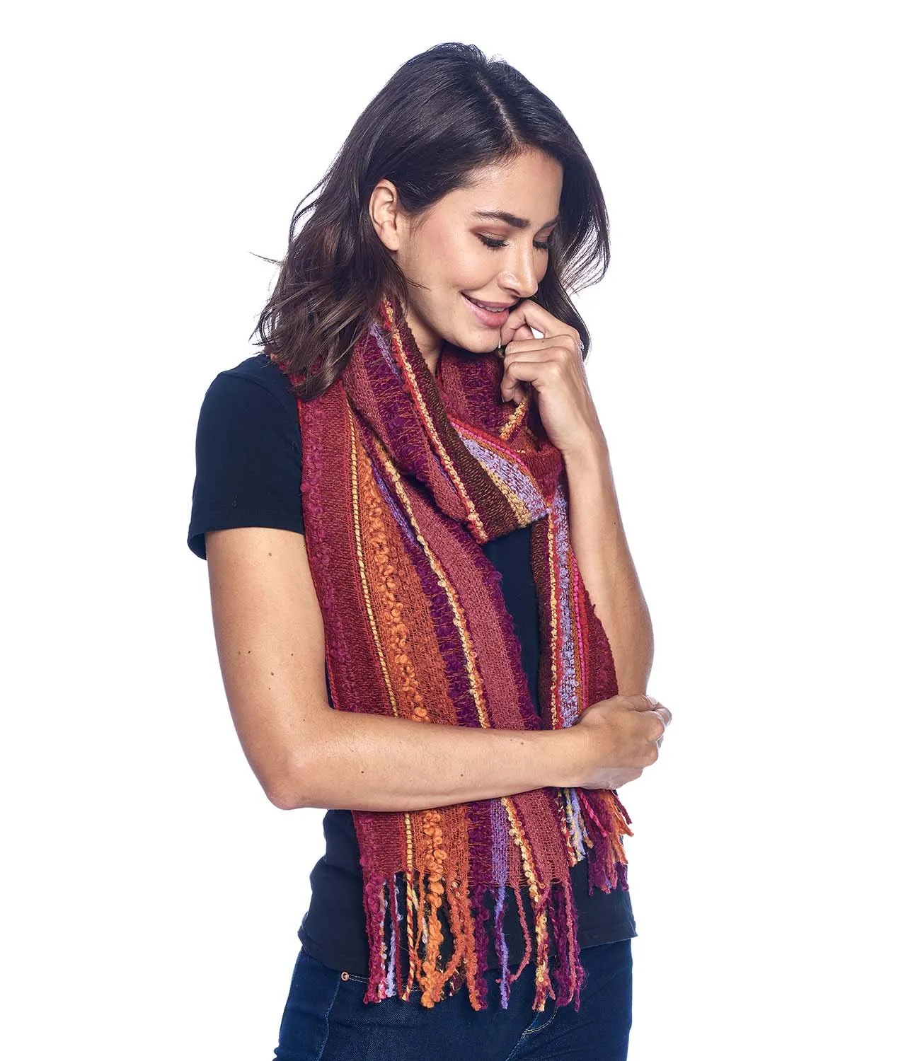 Alpaca Fringe Scarf - Boucle - Autumn