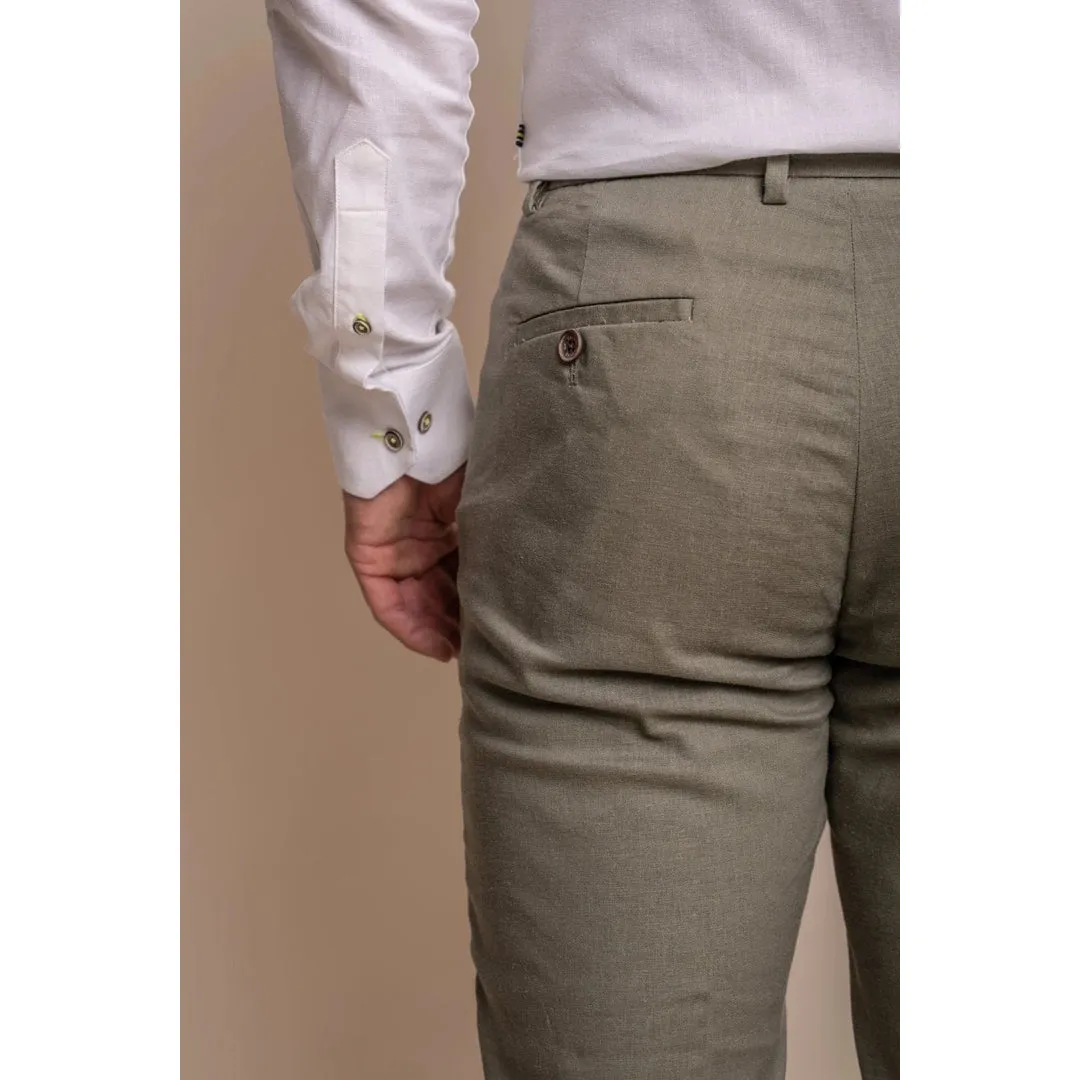 Alvari - Men's Sage Linen Summer Trousers