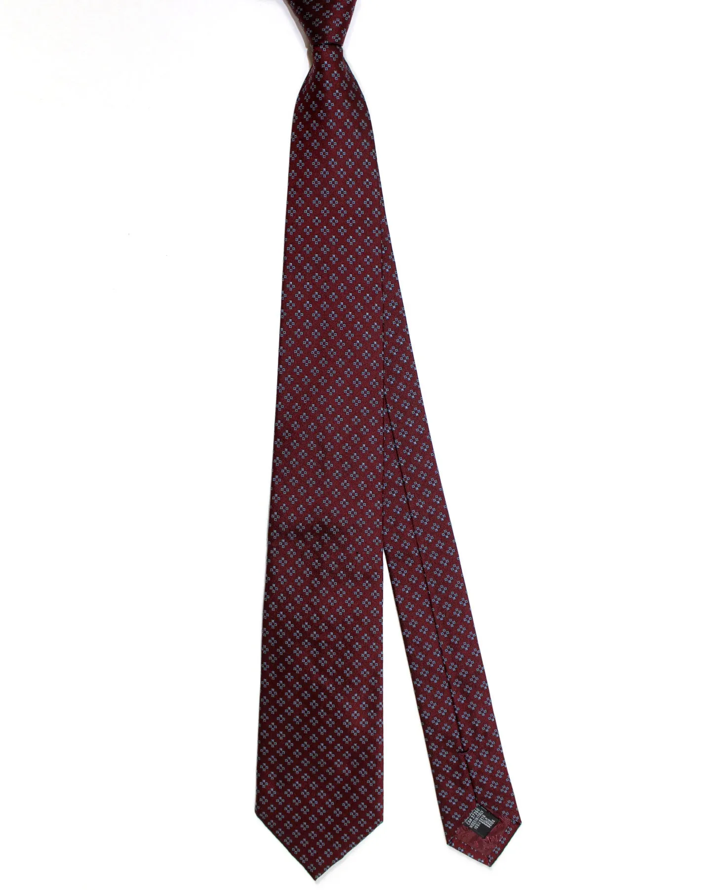 Armani Silk Tie Maroon Metallic Blue Geometric Armani Collezioni