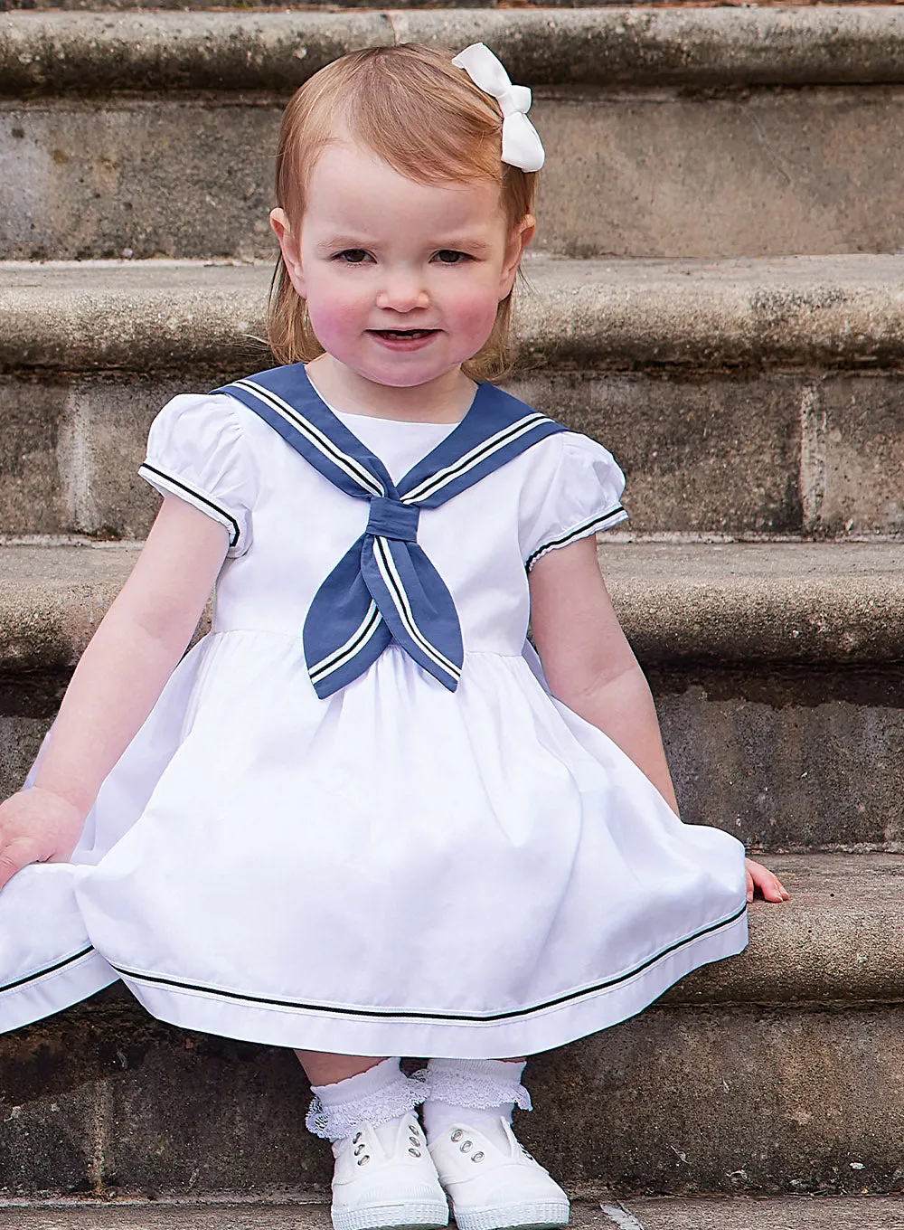 Baby Philippa Sailor Dress in White