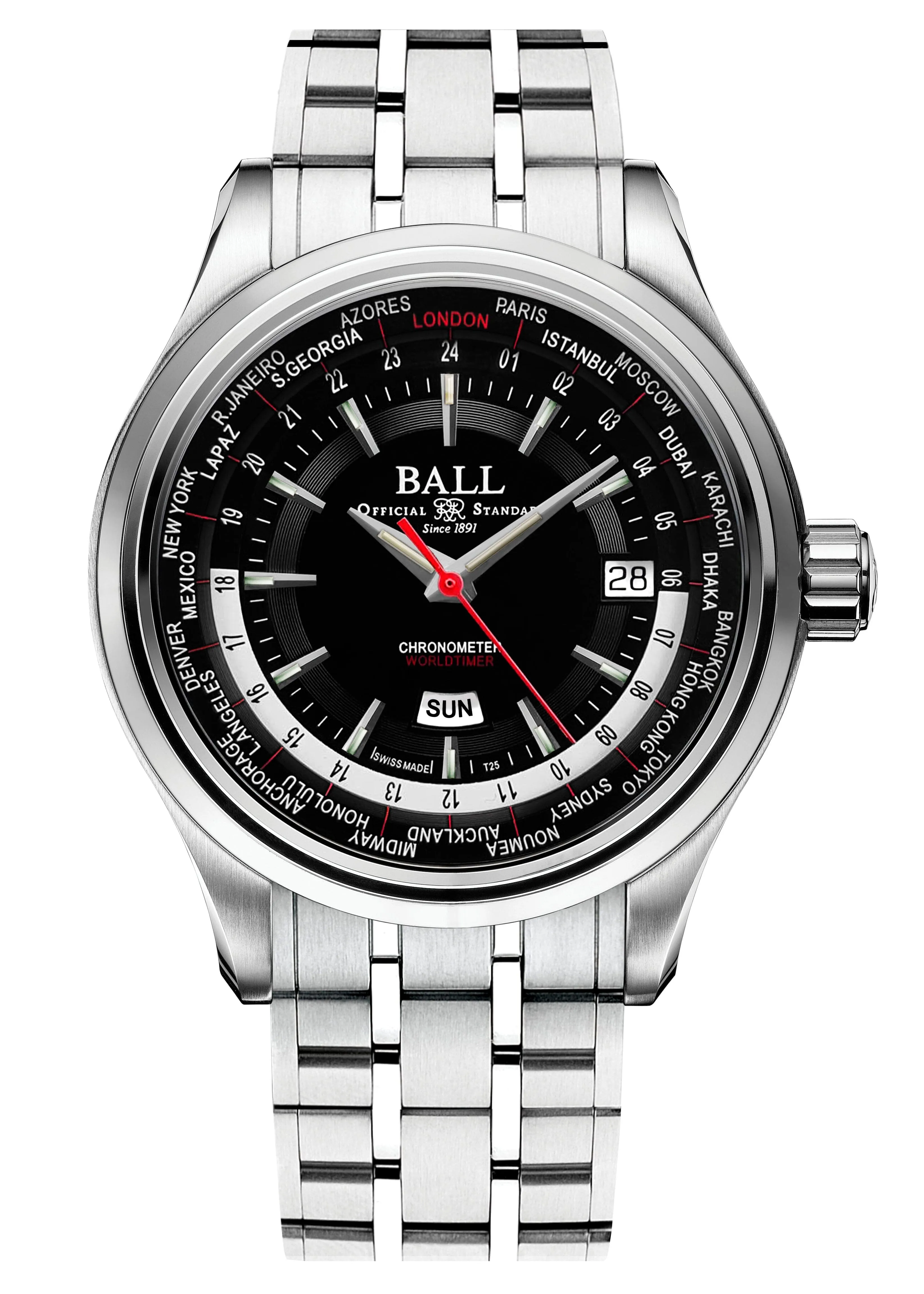 BALL Worldtime GM2020D-S1CJ-BK Mens Watch Box Papers