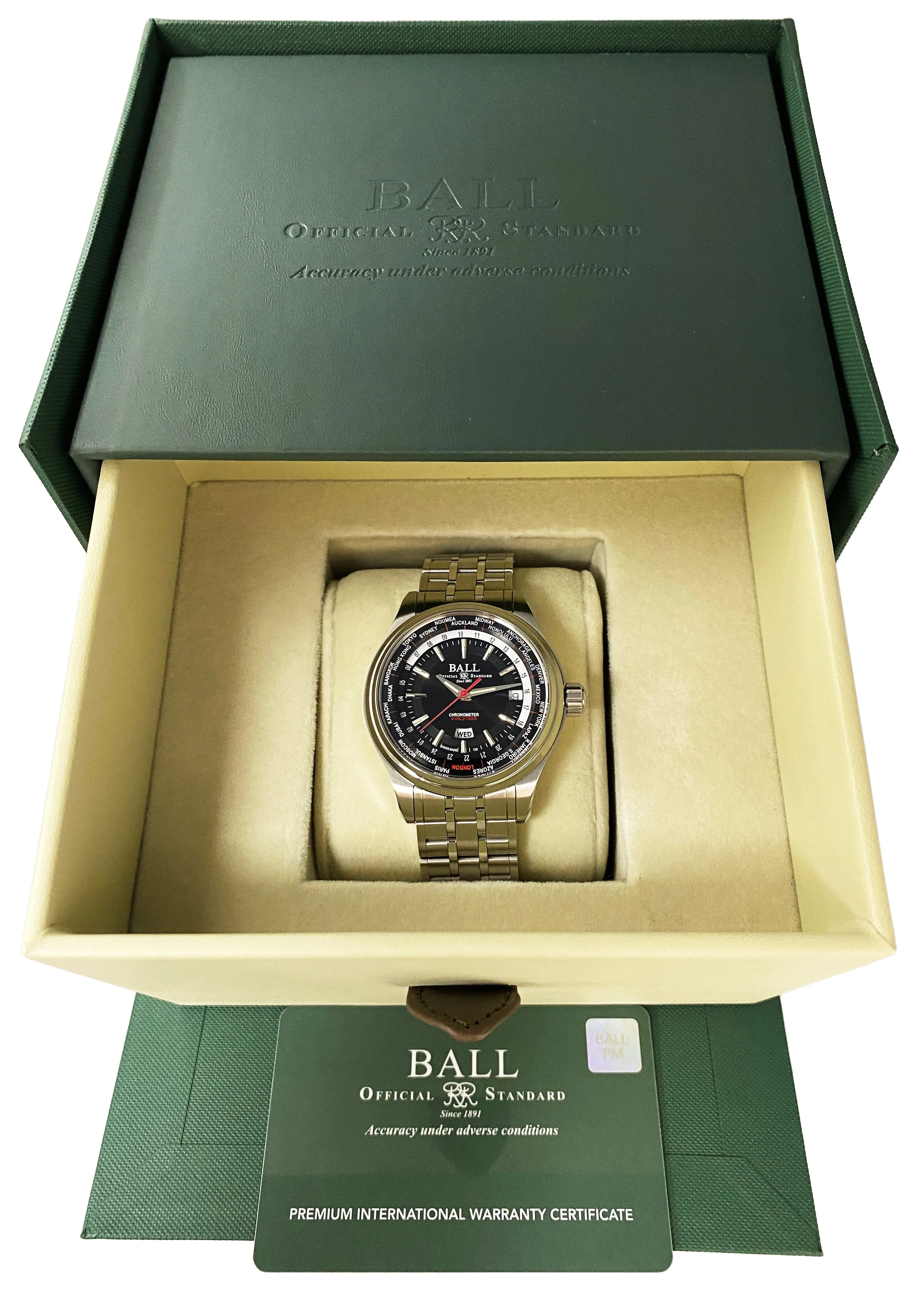 BALL Worldtime GM2020D-S1CJ-BK Mens Watch Box Papers