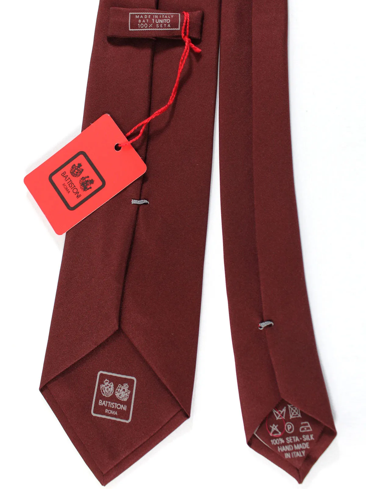 Battistoni Tie Maroon Solid Design