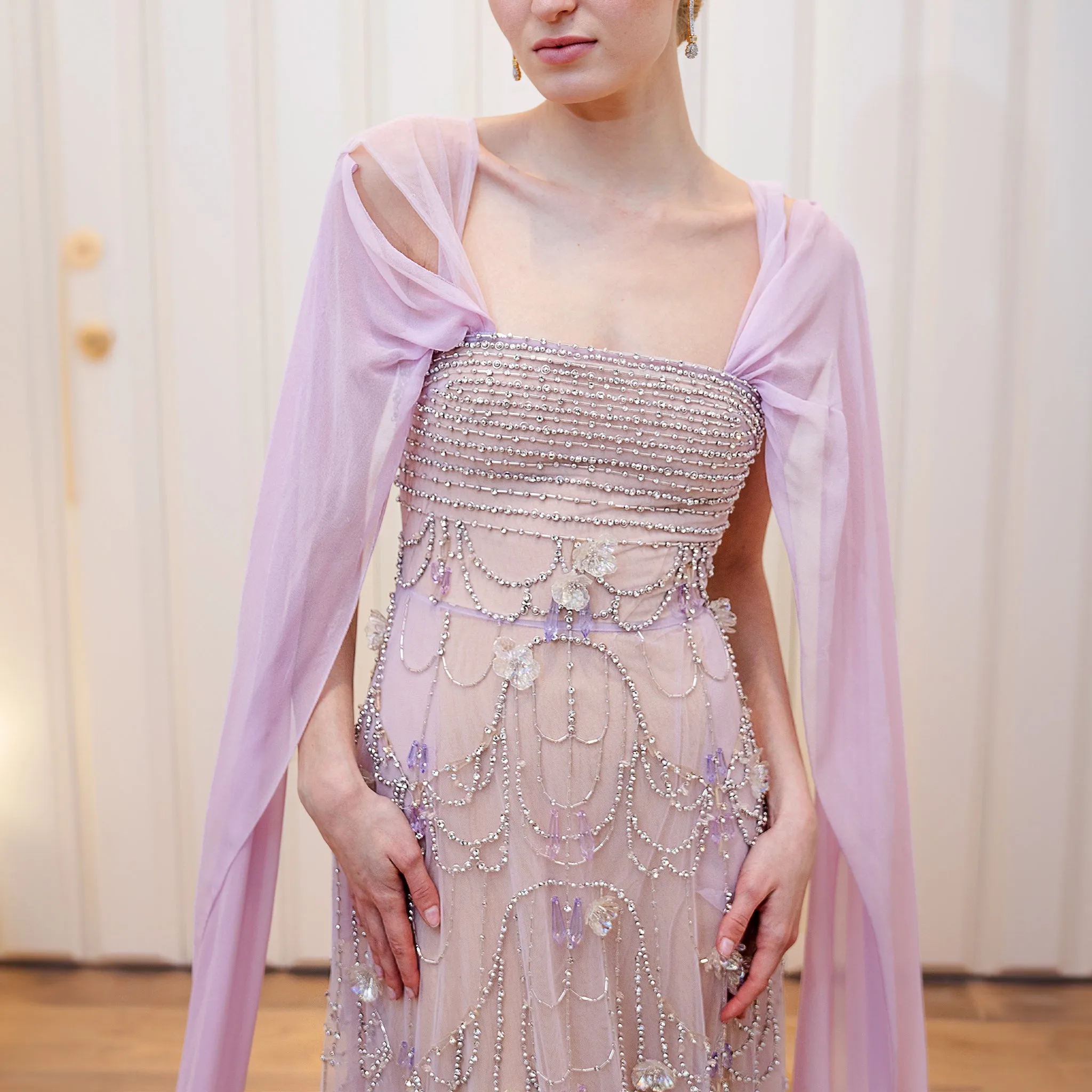 Beaded Tulle Dress with Bejeweled Stones