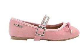 bebe Girls Big Kid Round Toe Mary Jane Dress Slip-On Flat Shoe Embellished with Sparkly Rhinestone Strap and Bow