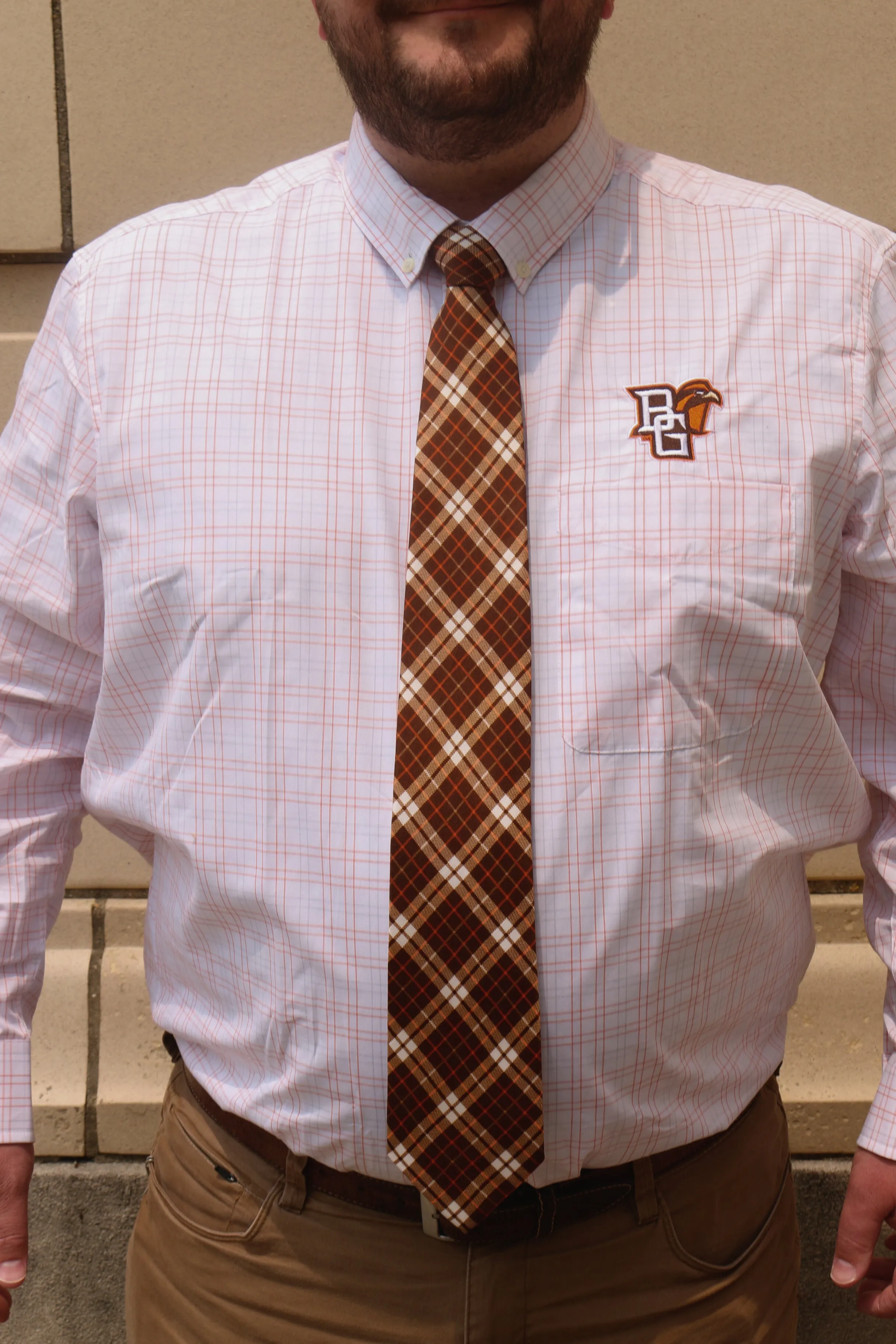 BGSU Plaid Brown Tie