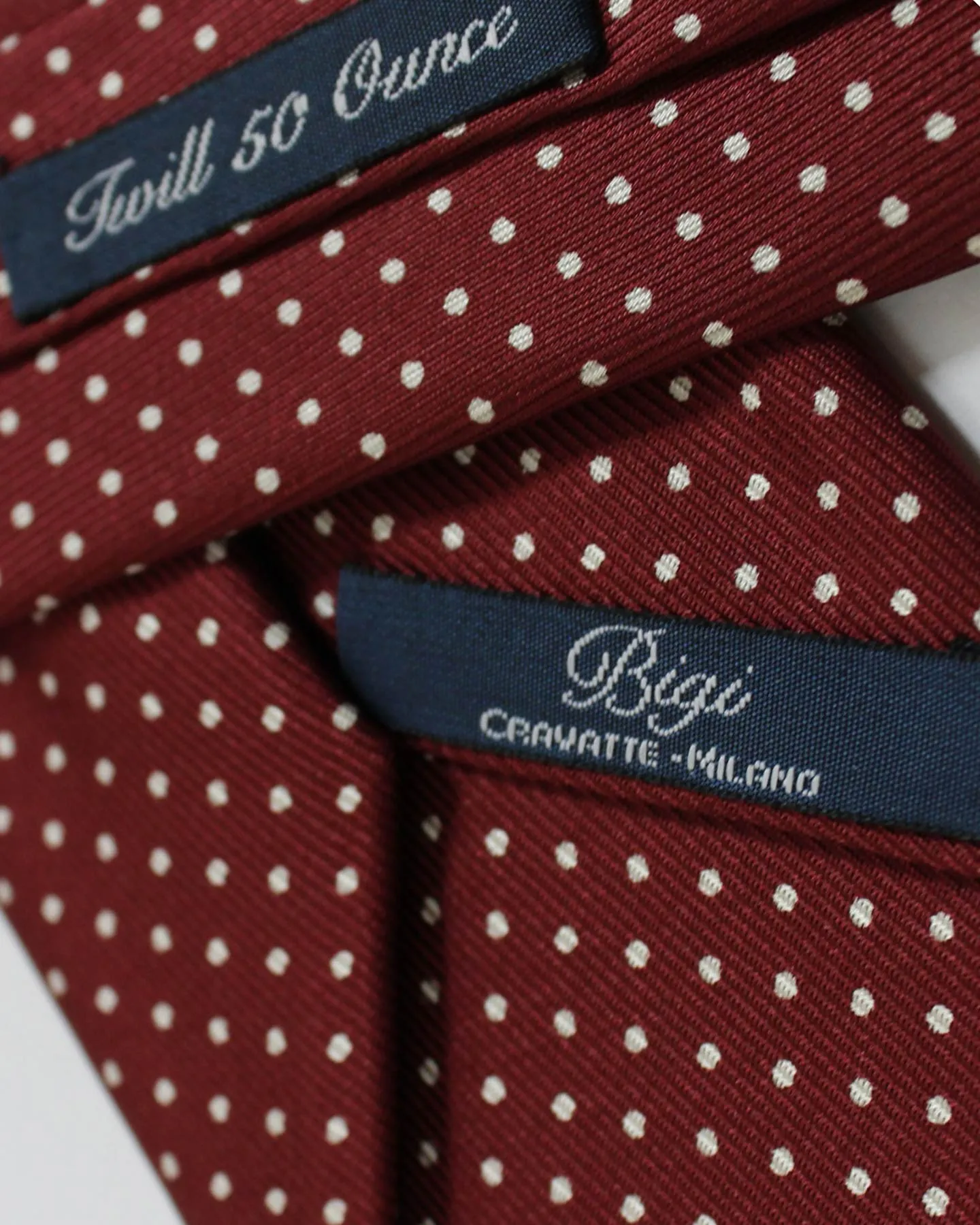 Bigi Milano Tie Bordeaux Dots - Sartorial Quality 50 Oz Silk