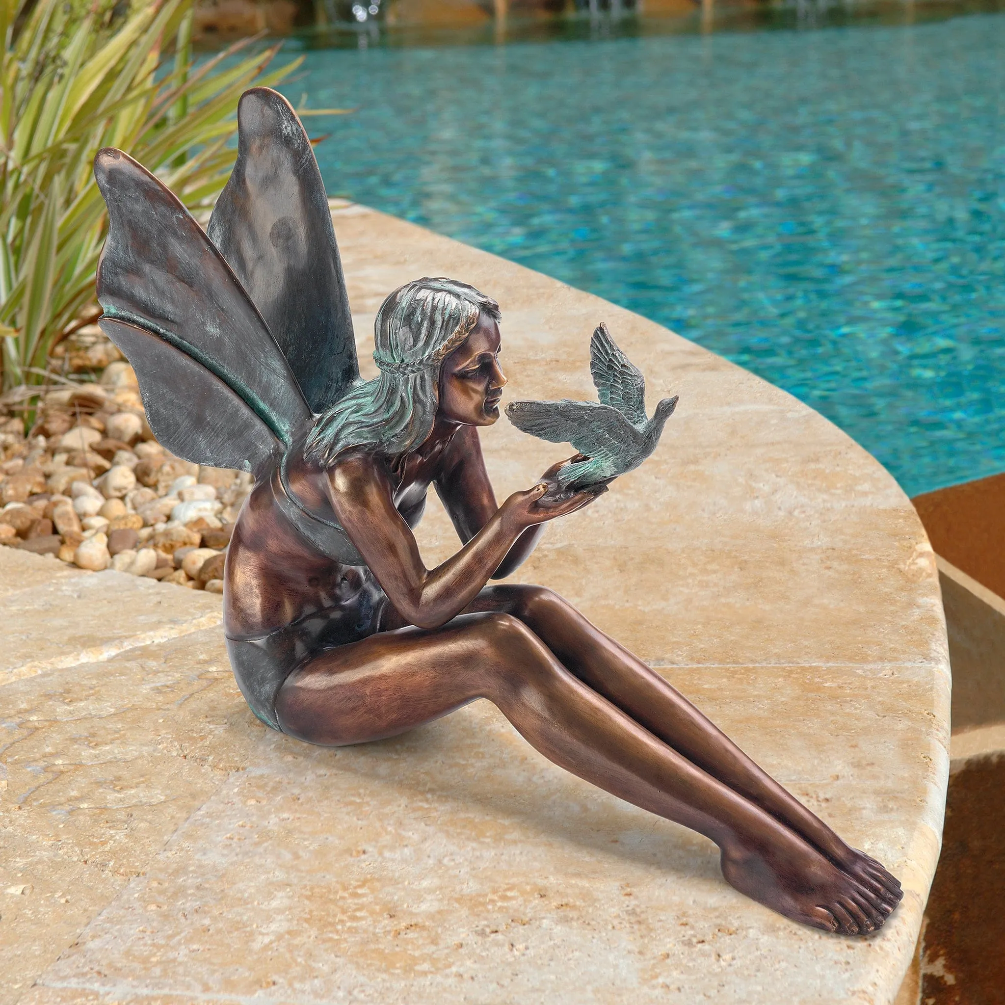 Bird Fairy Cast Bronze Medium Garden Statue by Design Toscano