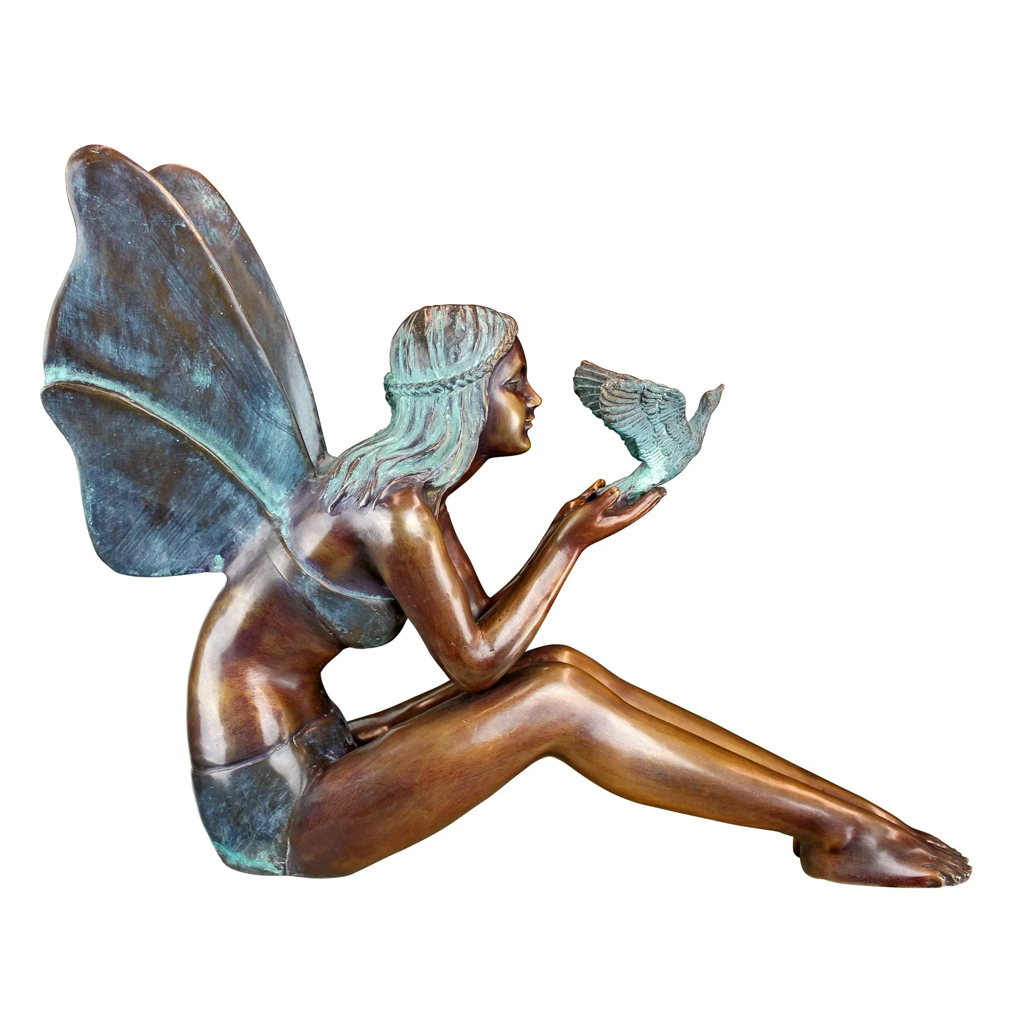 Bird Fairy Cast Bronze Medium Garden Statue by Design Toscano