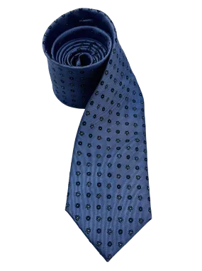 Blue Floral Print Silk Tie