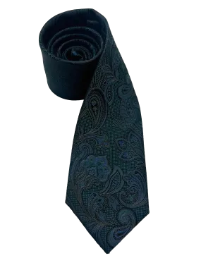 Blue Green Paisley Print Silk Tie