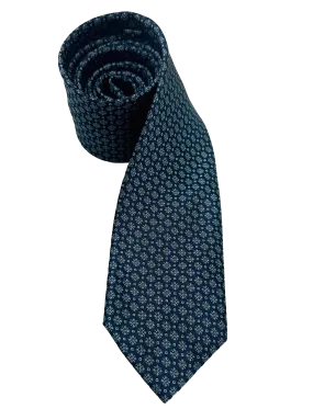 Blue Octagram Print Silk Tie