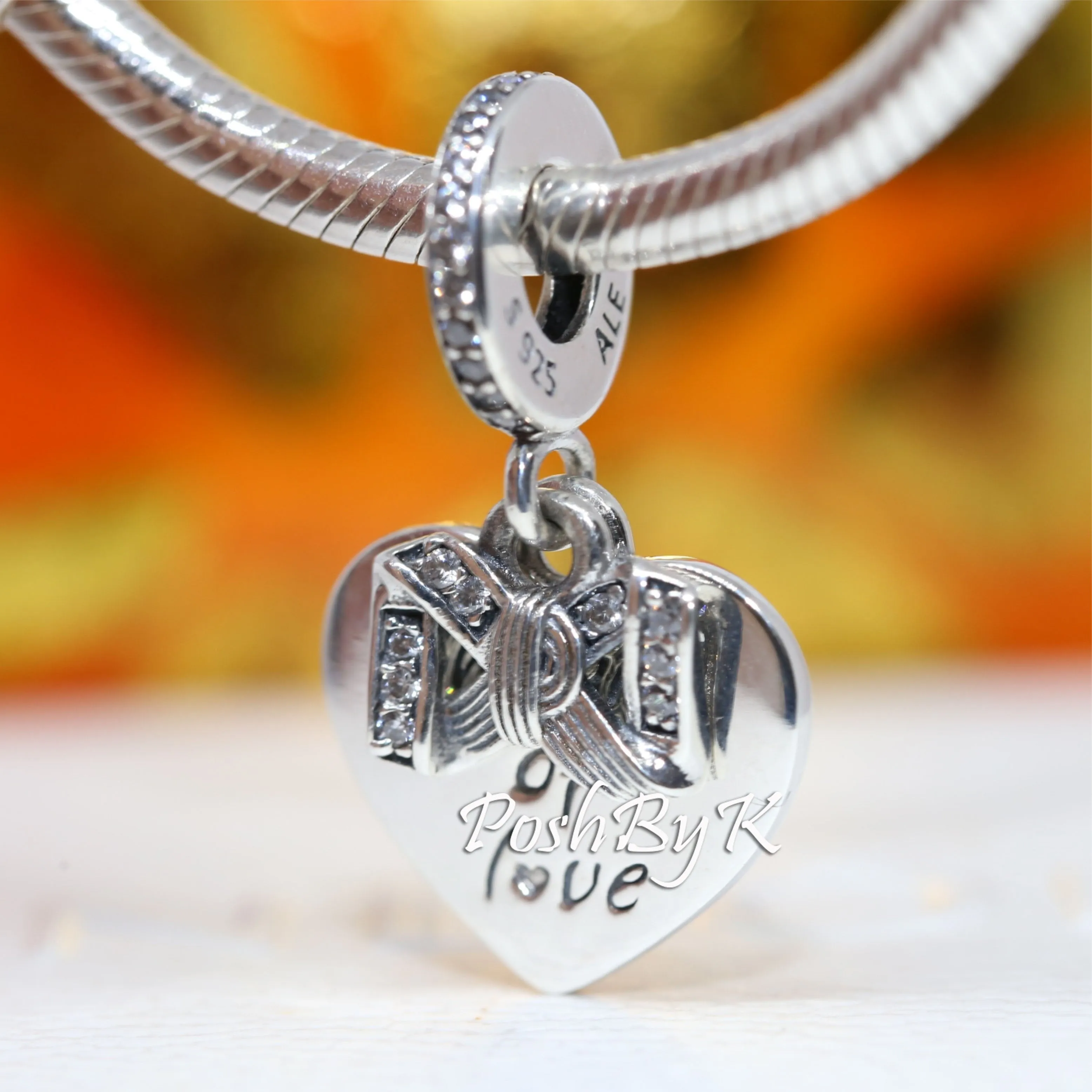 Bow & Love Heart Charm 799221C01