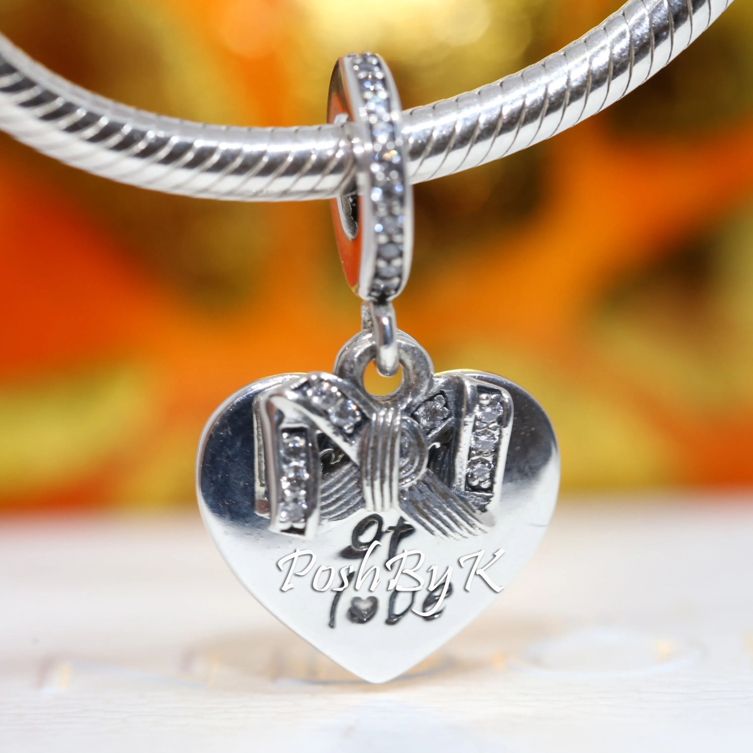 Bow & Love Heart Charm 799221C01