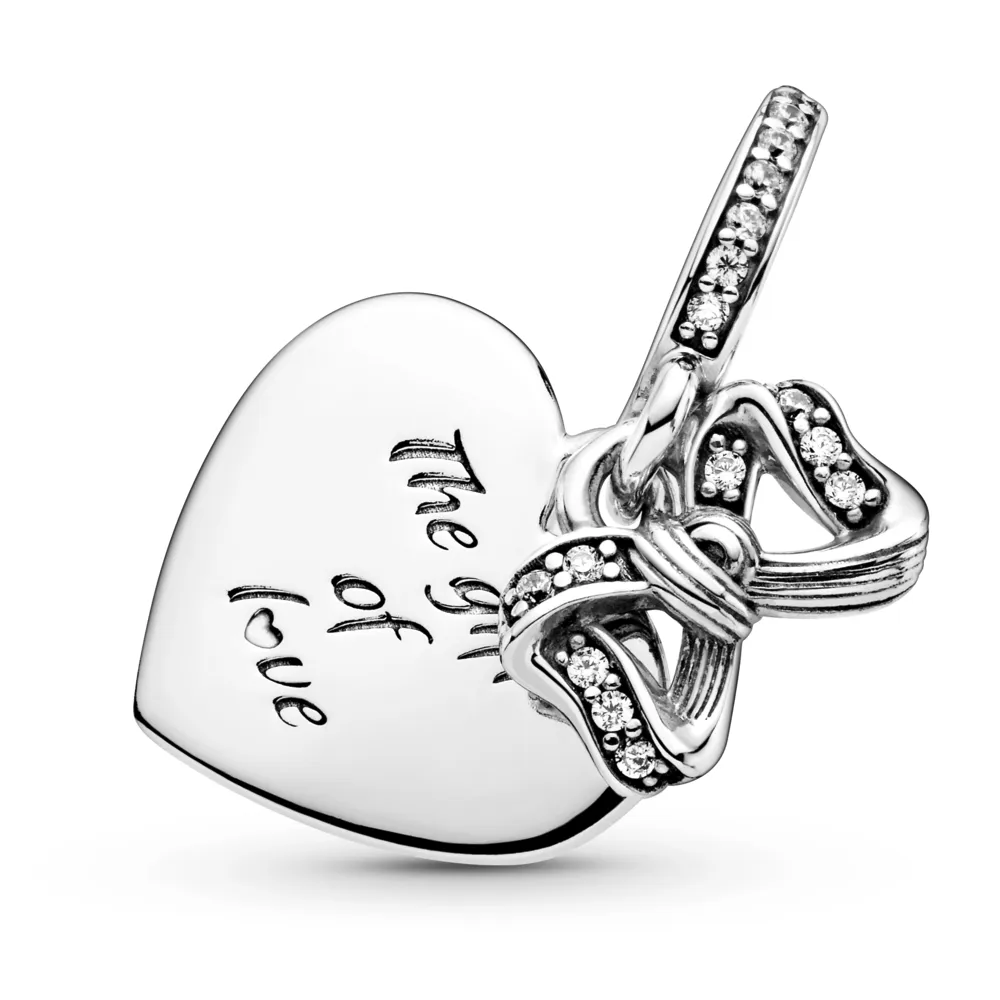 Bow & Love Heart Dangle Charm