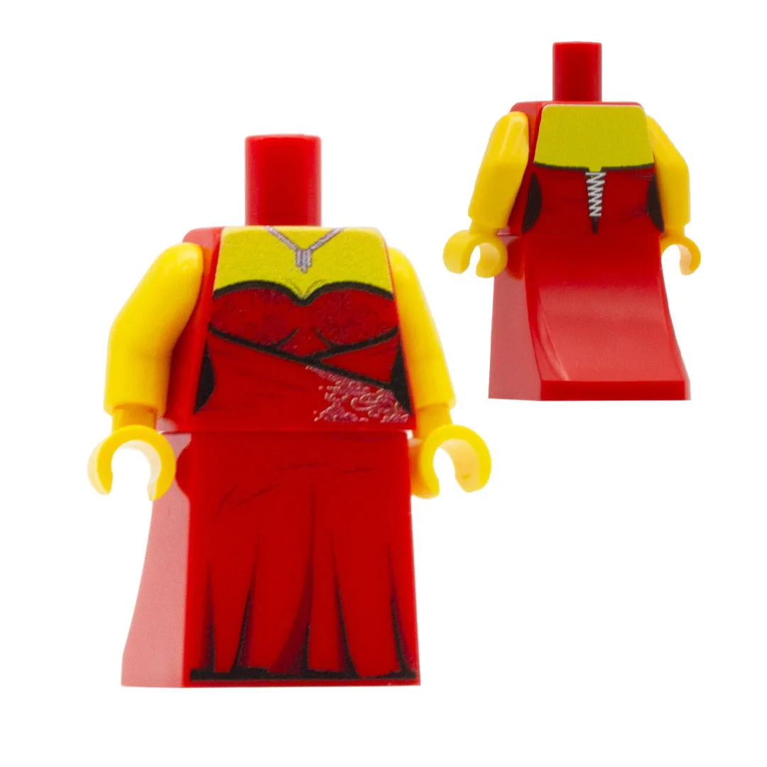 Bridesmaid Wrapped Dress with Necklace (Various Colours) - Custom Design Minifigure Outfit