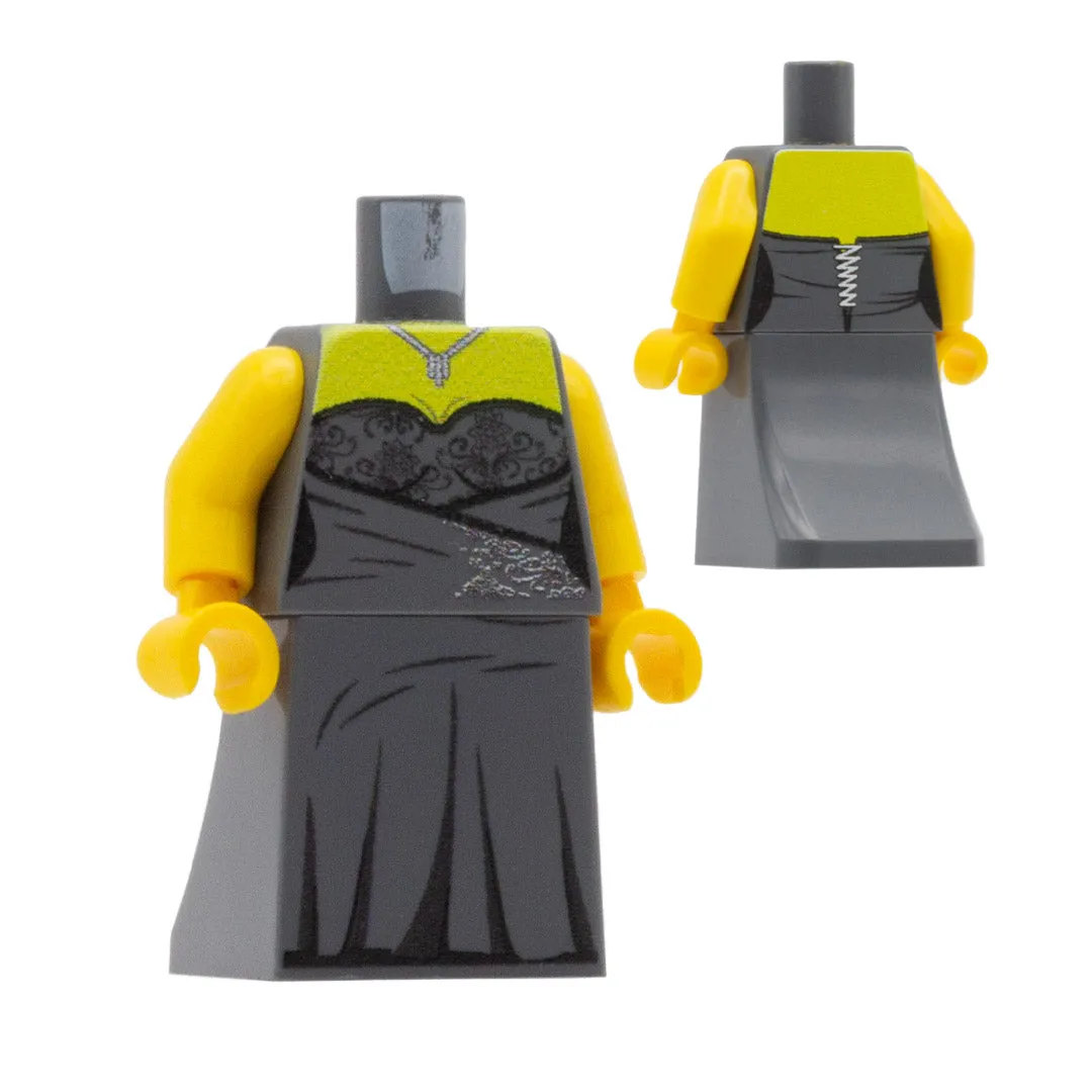 Bridesmaid Wrapped Dress with Necklace (Various Colours) - Custom Design Minifigure Outfit