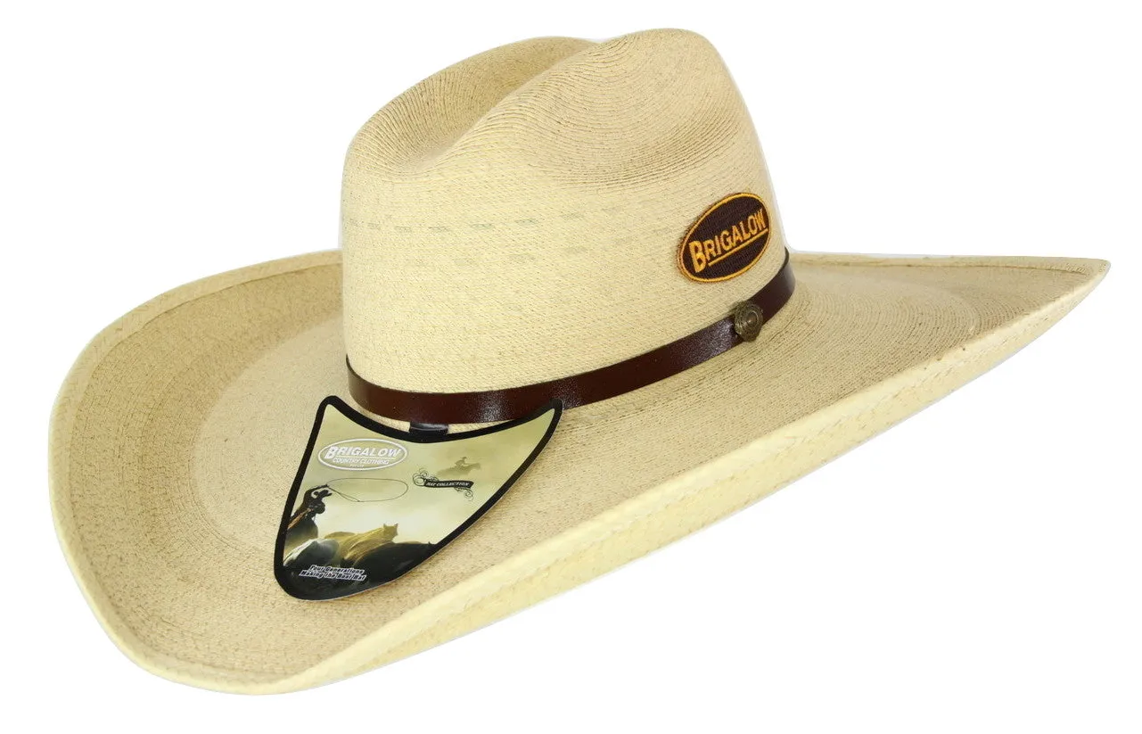 Brigalow Solis Palm Leaf Packable Western Hat - Natural