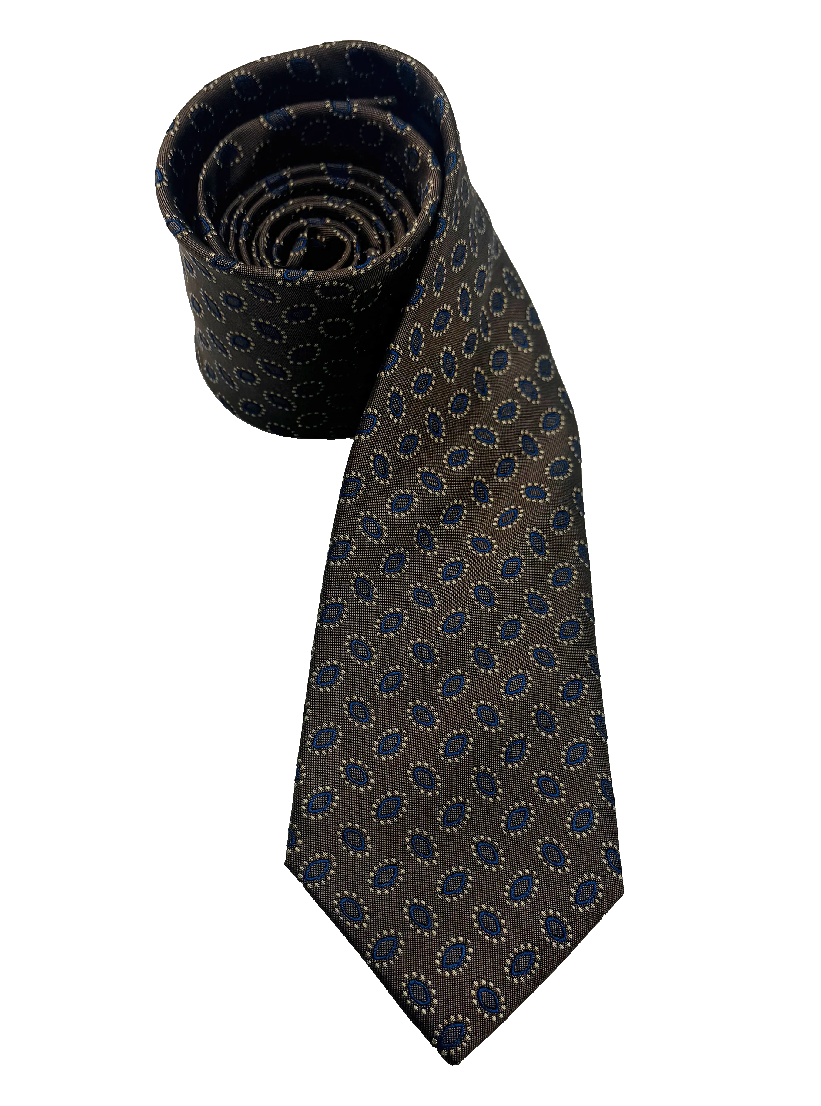 Brown Oval Print Silk Tie