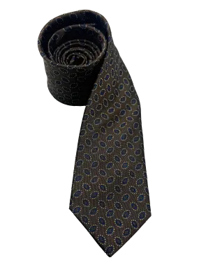 Brown Oval Print Silk Tie