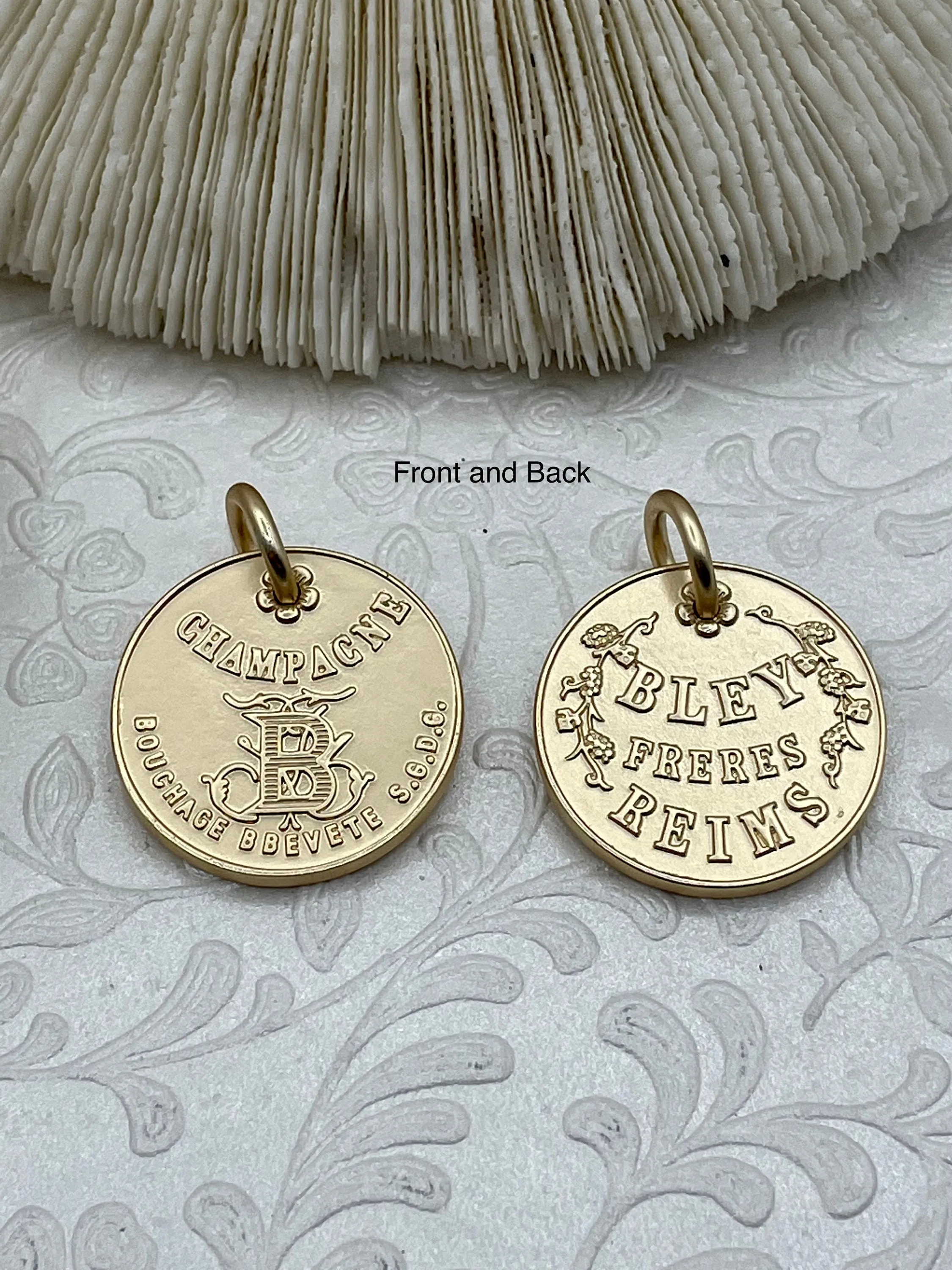 Champagne Coin Pendant, Bley Frères, Champagne Token Reproduction 28mm, French Coin Pendant, Champagne Medallion 8 Finishes. Fast Ship