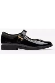 Clarks Lock Magic black patent school shoe