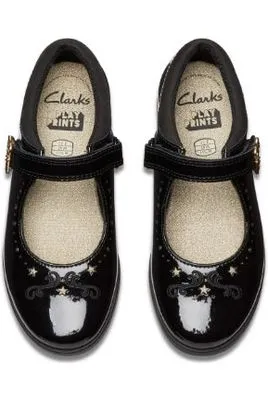 Clarks Lock Magic black patent school shoe