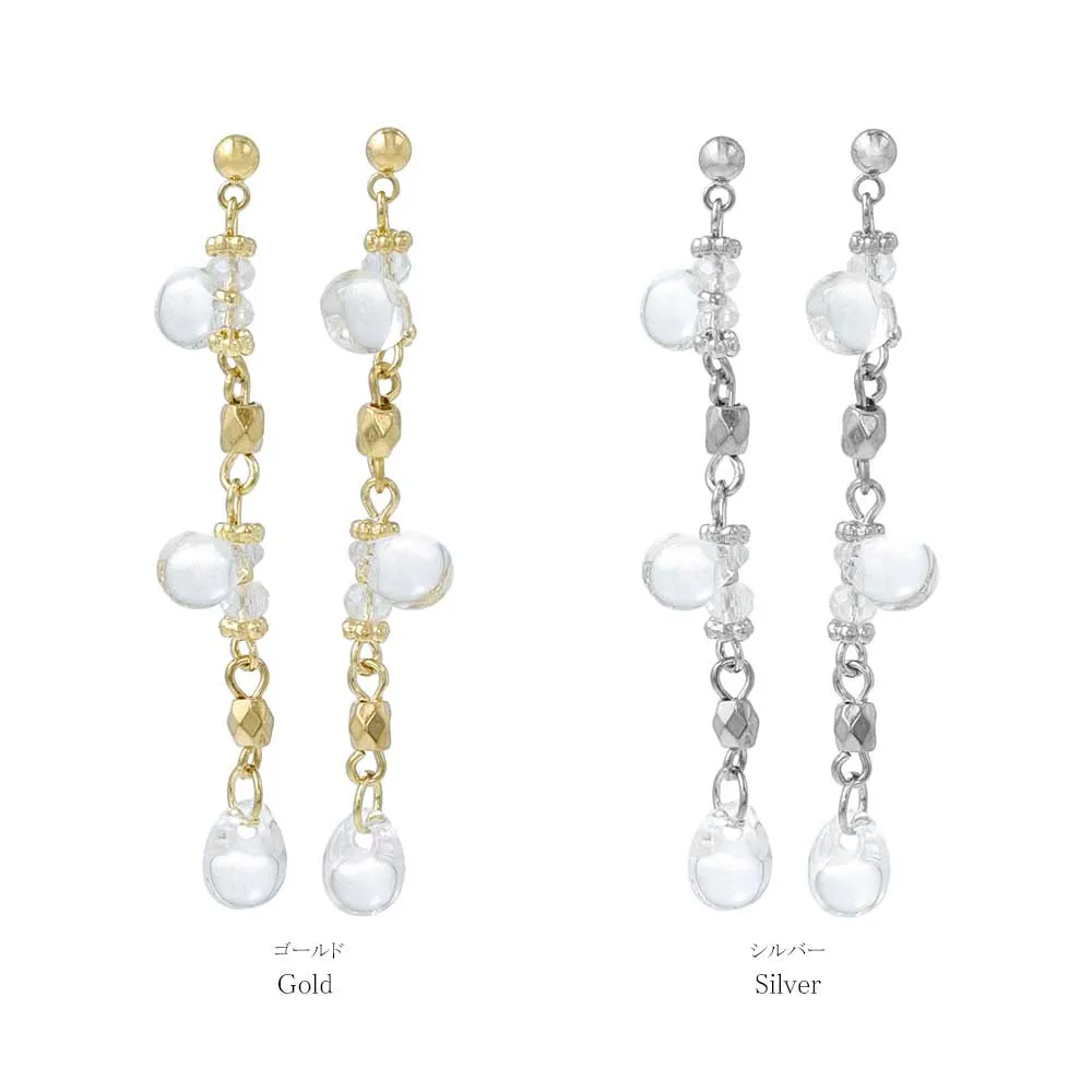 Clear Beaded Linear Earrings