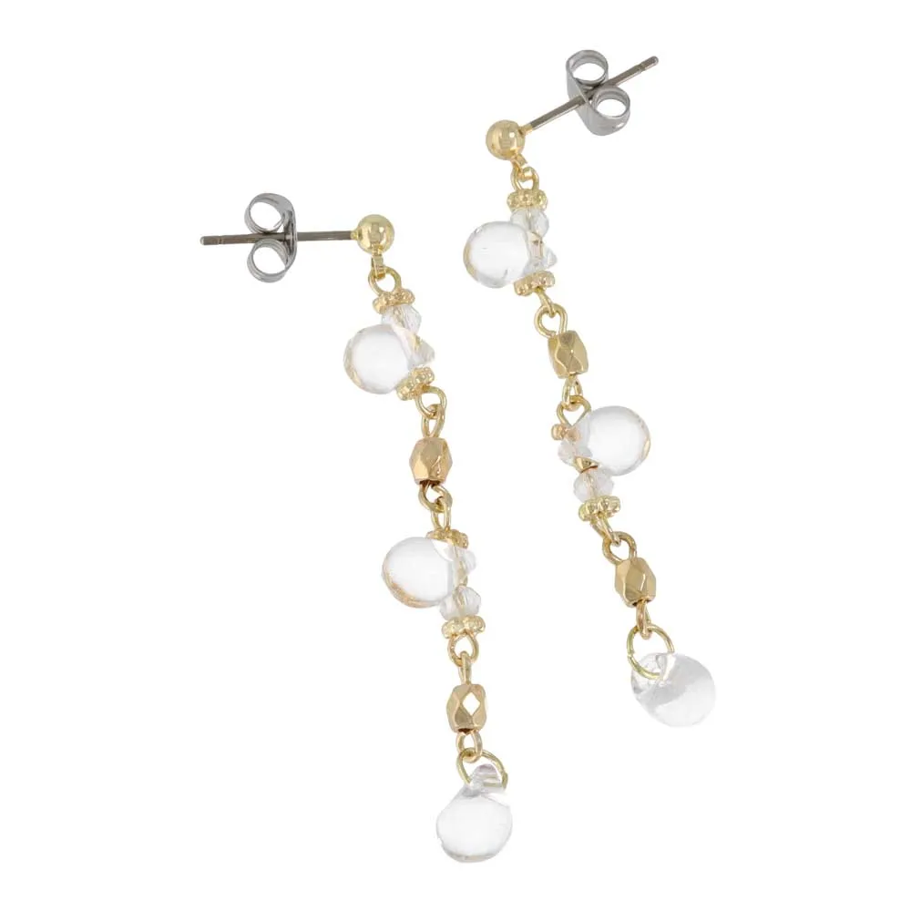 Clear Beaded Linear Earrings