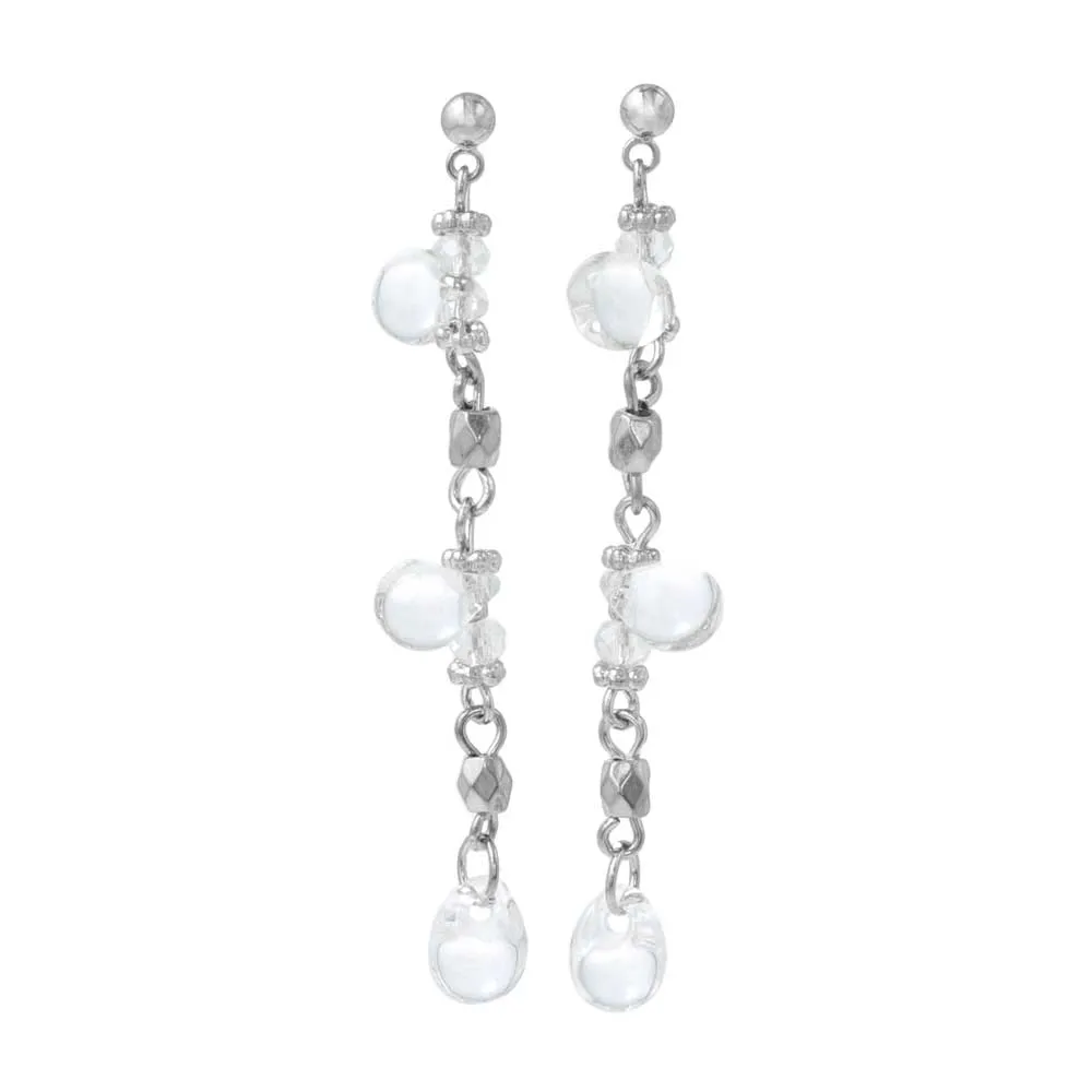 Clear Beaded Linear Earrings